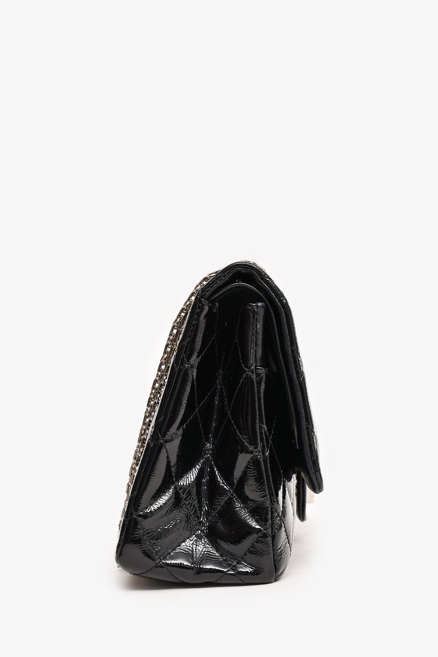 Chanel 2010-11 Black Patent Leather 2.55 Large 227 Flap Bag SHW