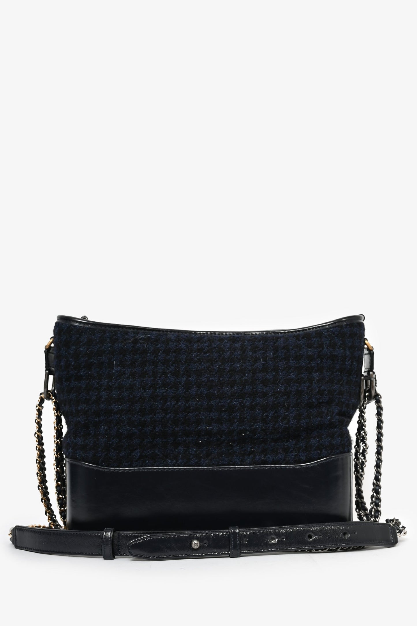 Chanel 2017 Navy/Black Tweed Hobo Large Gabrielle Crossbody Bag