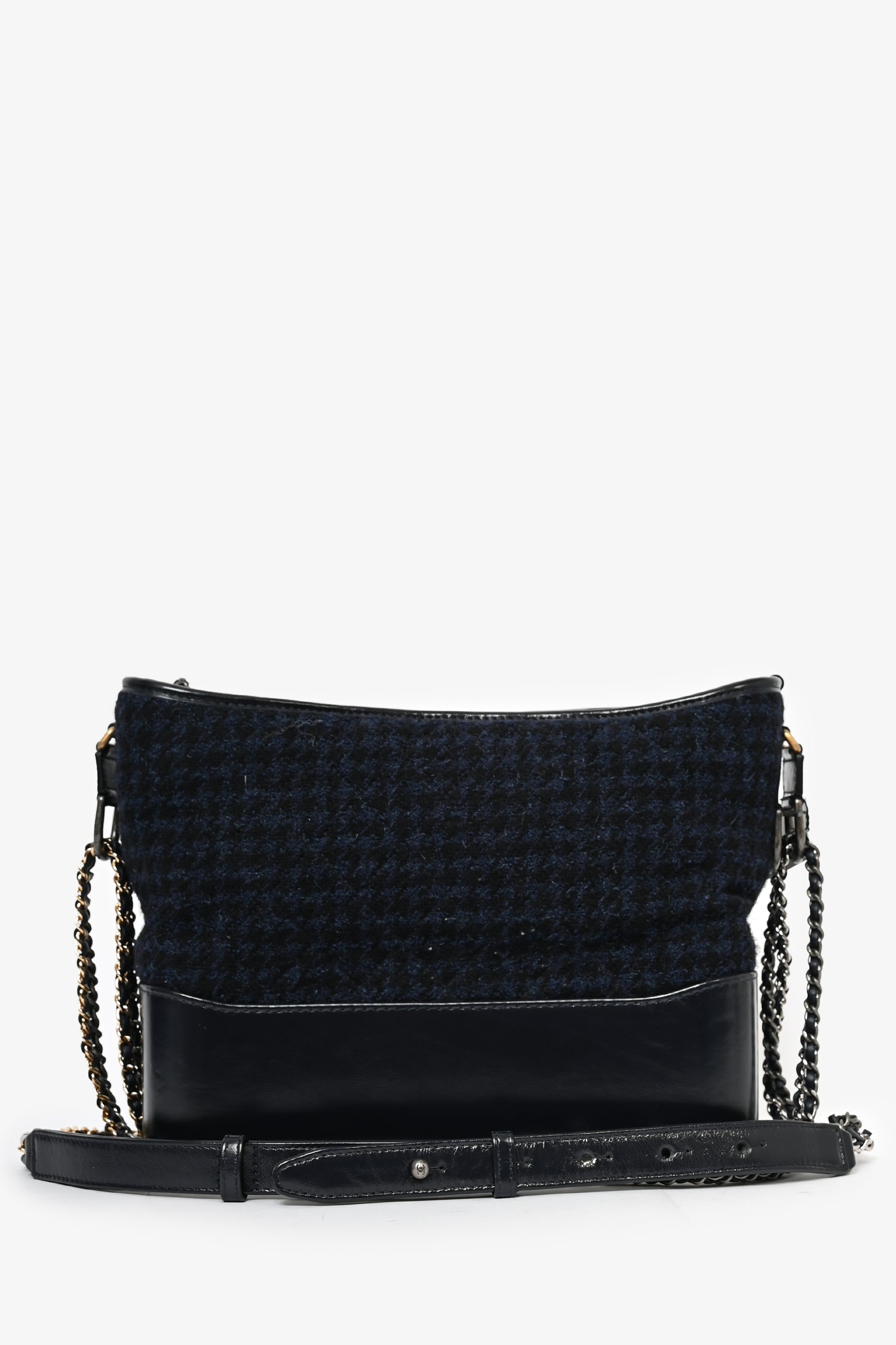Chanel 2017 Navy/Black Tweed Hobo Large Gabrielle Crossbody Bag