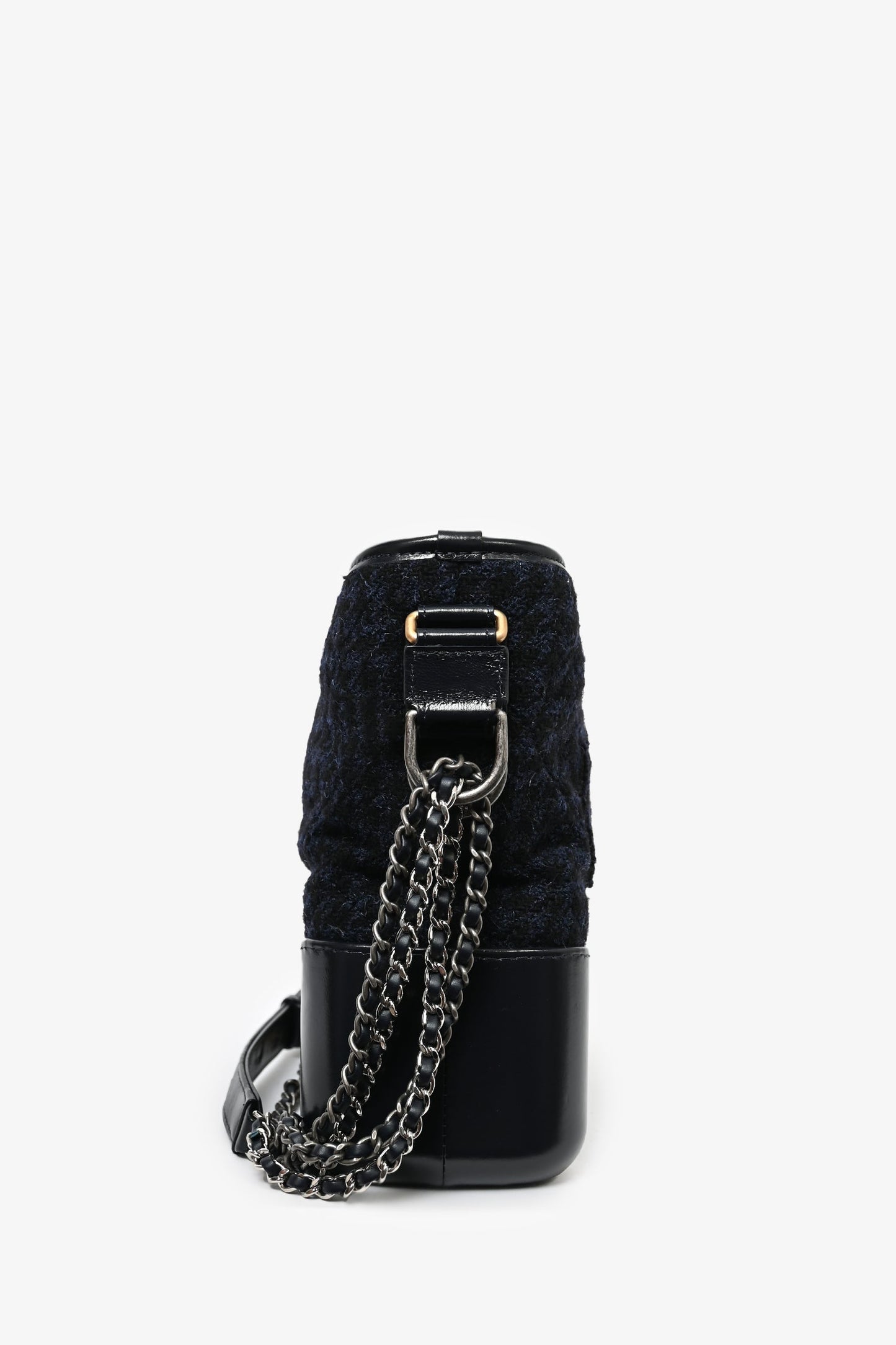 Chanel 2017 Navy/Black Tweed Hobo Large Gabrielle Crossbody Bag