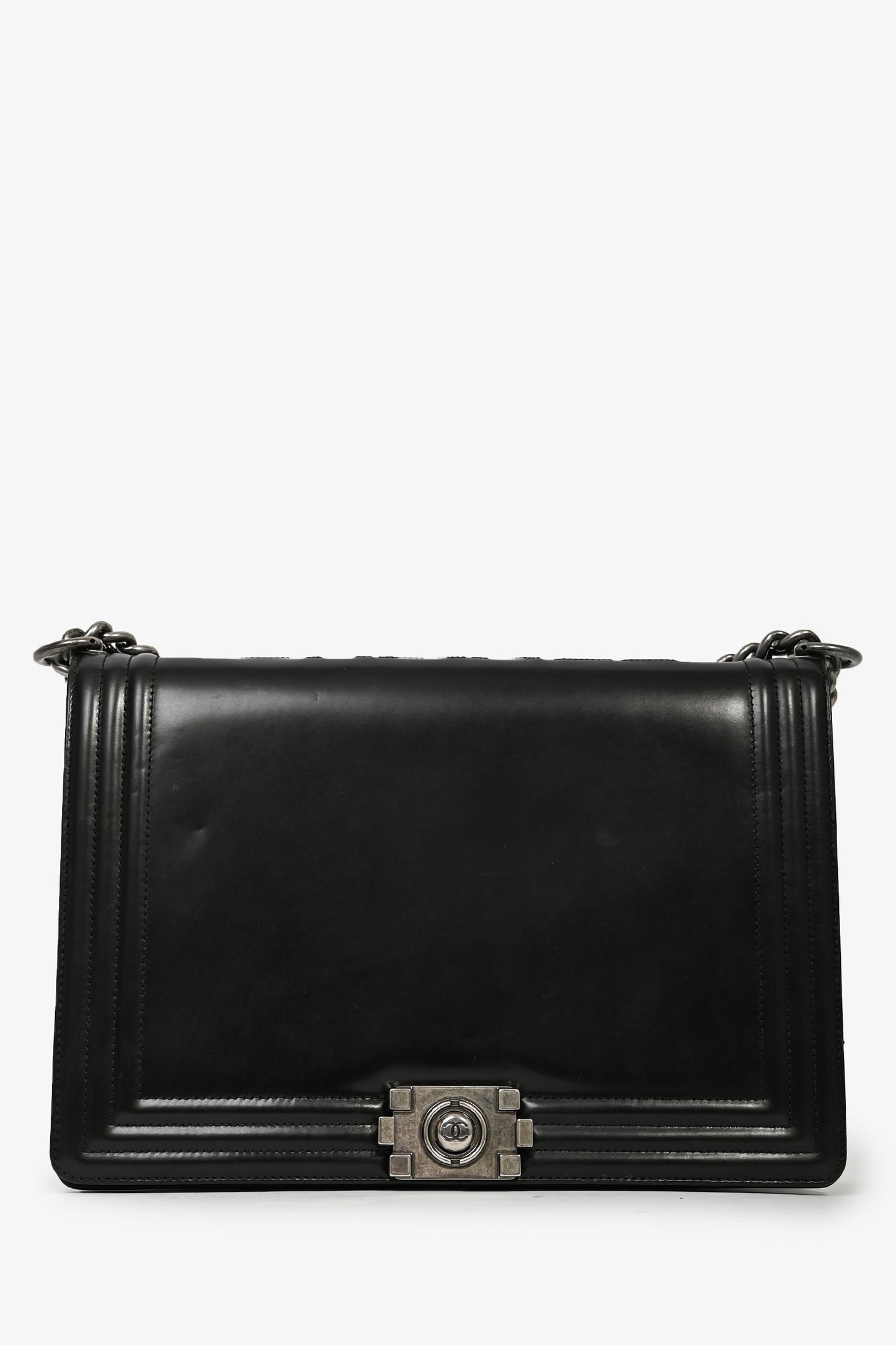 Chanel Black Calfskin Leather Large Boy Bag