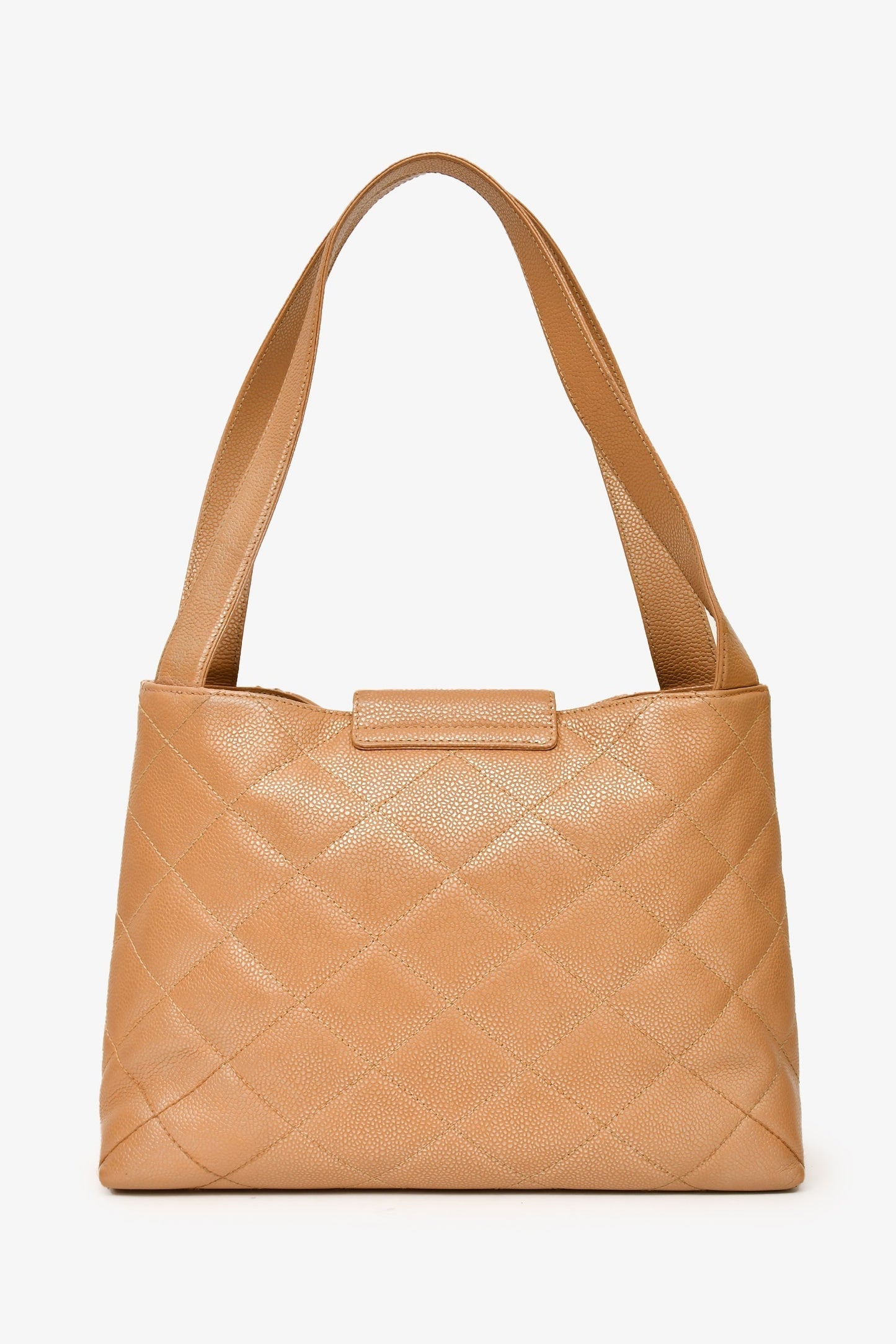 Chanel 2000-02 Beige Caviar Leather Coco Mark Shoulder Bag