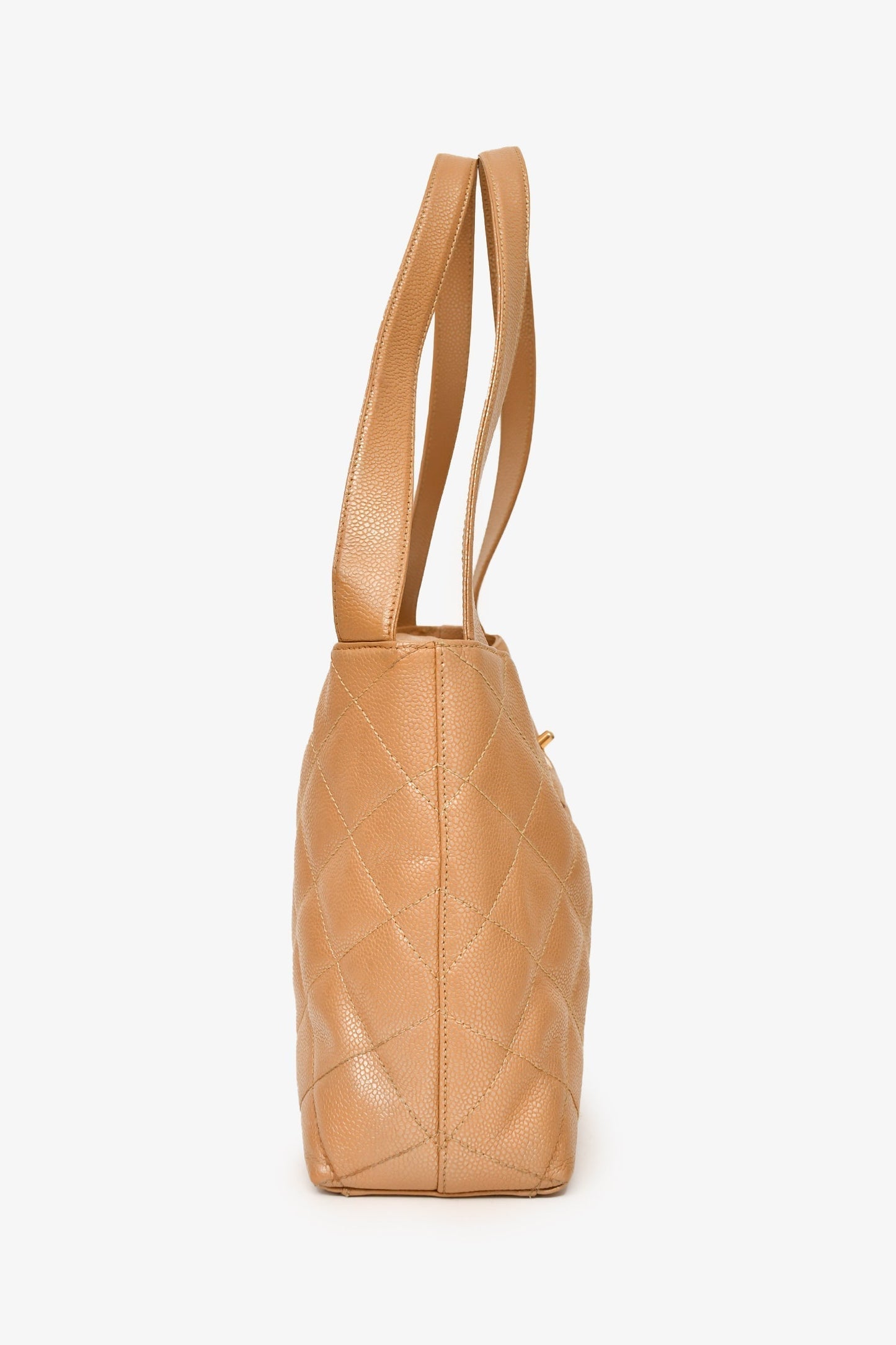 Chanel 2000-02 Beige Caviar Leather Coco Mark Shoulder Bag