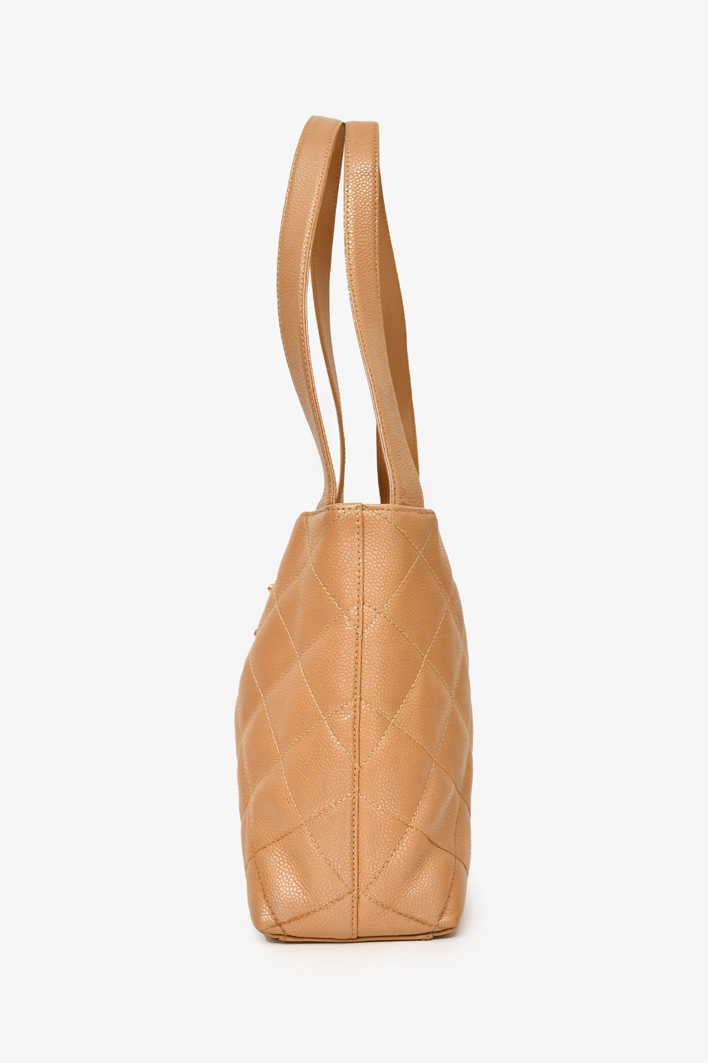 Chanel 2000-02 Beige Caviar Leather Coco Mark Shoulder Bag