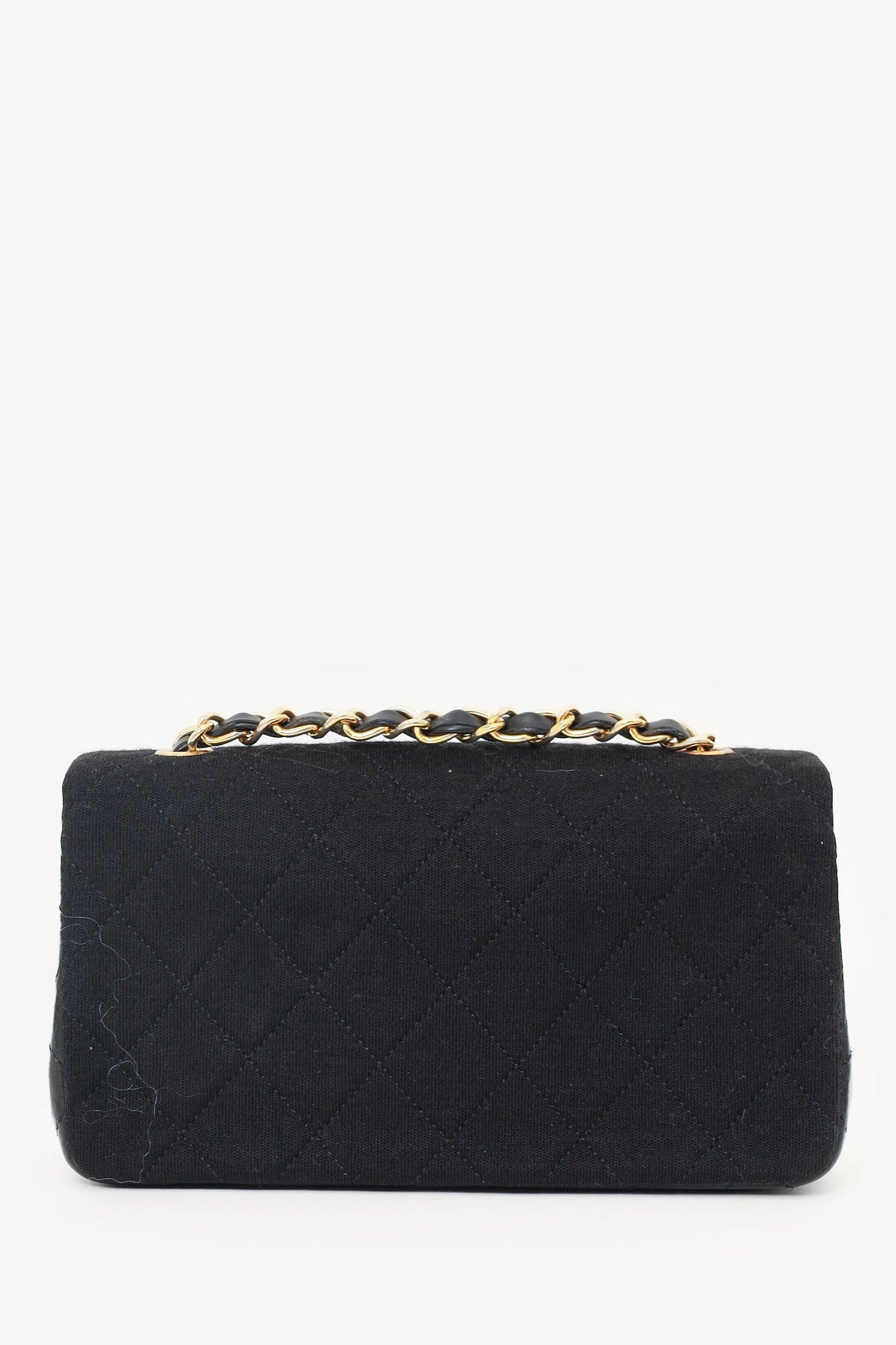 Chanel 1989-91 Black Jersey/Lambskin Mini Full Flap Bag