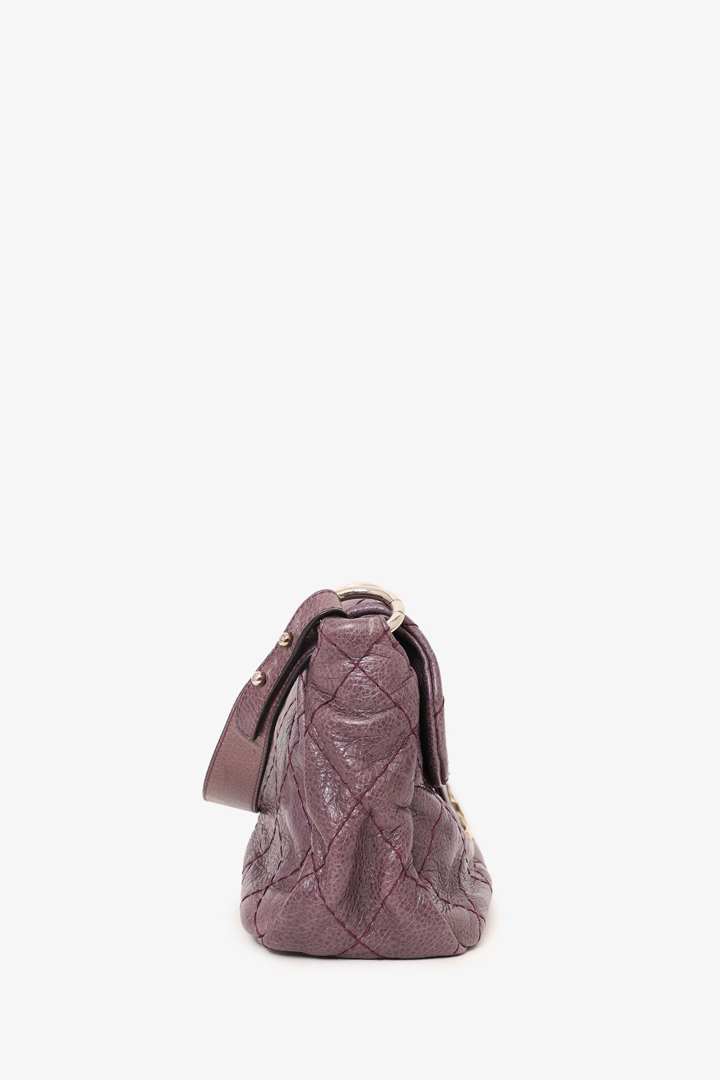 Chanel 2009-10 Purple Glazed Calfskin Stitched On The Road Flap Bag