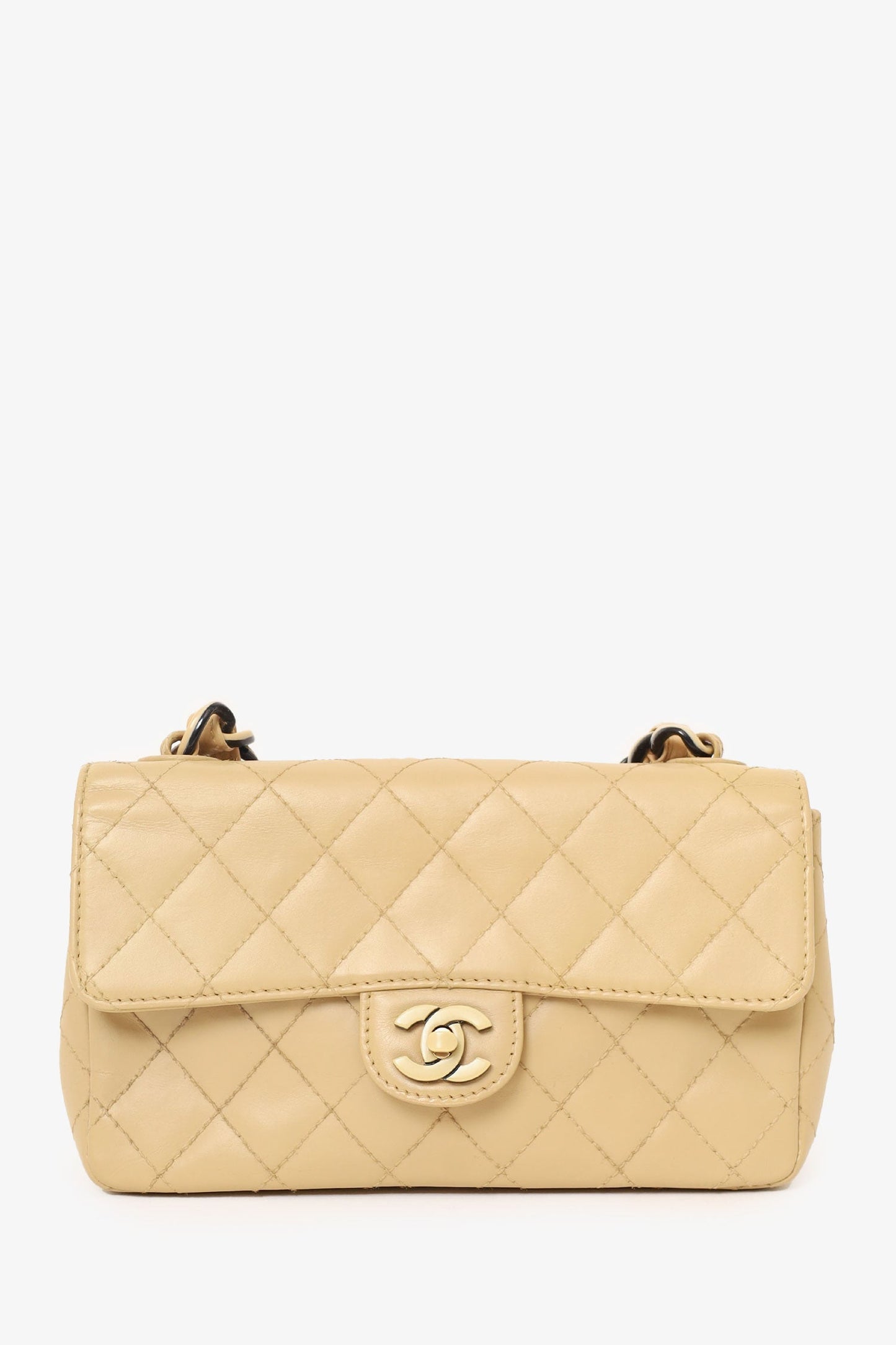 Chanel 2000-2002 Cream Quilted Lambskin Mini Flap Bag