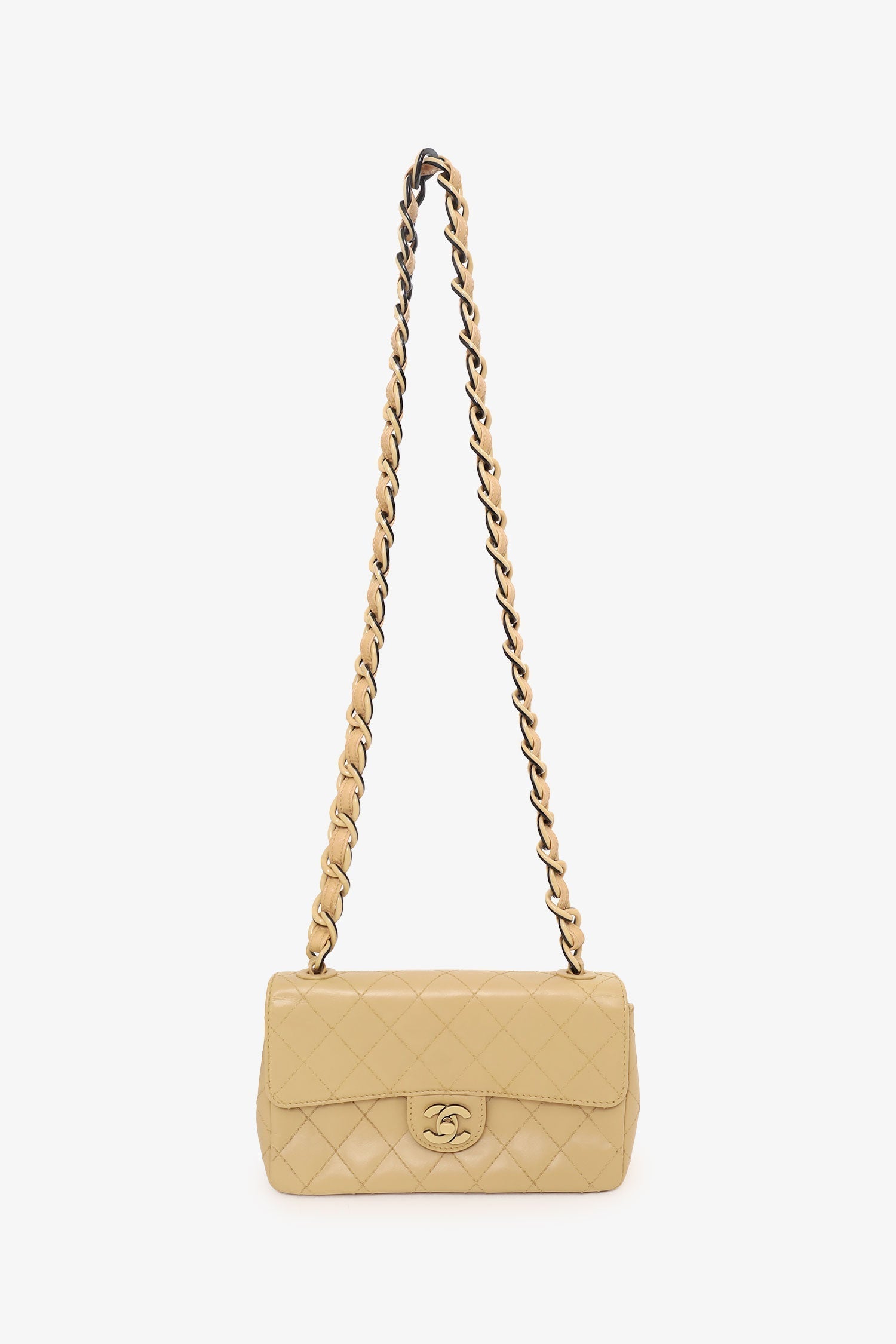 Chanel 2000-2002 Cream Quilted Lambskin Mini Flap Bag