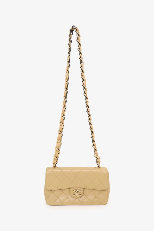 Chanel 2000-2002 Cream Quilted Lambskin Mini Flap Bag
