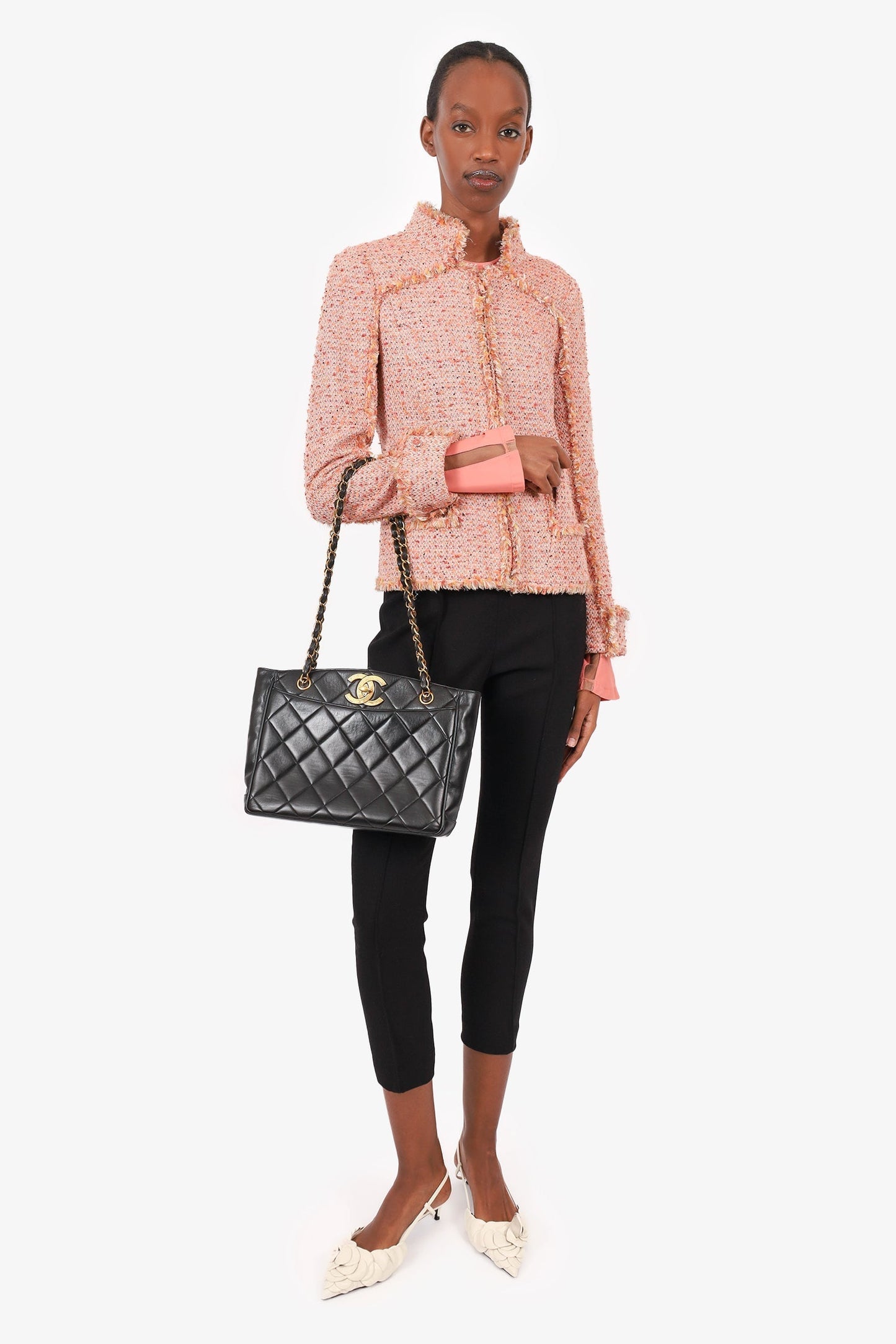Chanel Black Quilted Lambskin CC Tote Bag