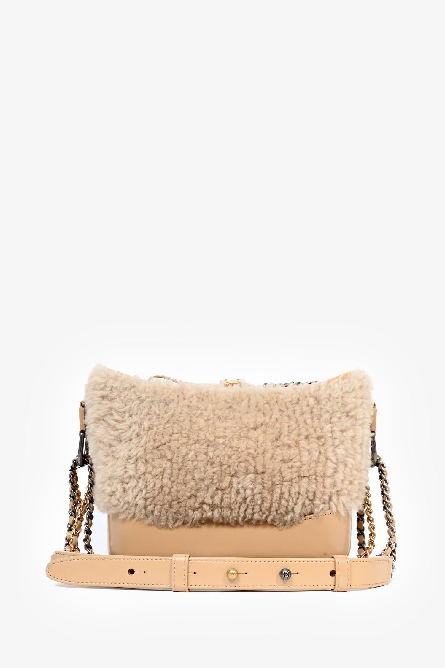 Chanel 2017-18 Beige Shearling/Leather Small Gabrielle Crossbody