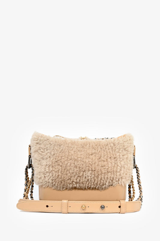 Chanel 2017-18 Beige Shearling/Leather Small Gabrielle Crossbody