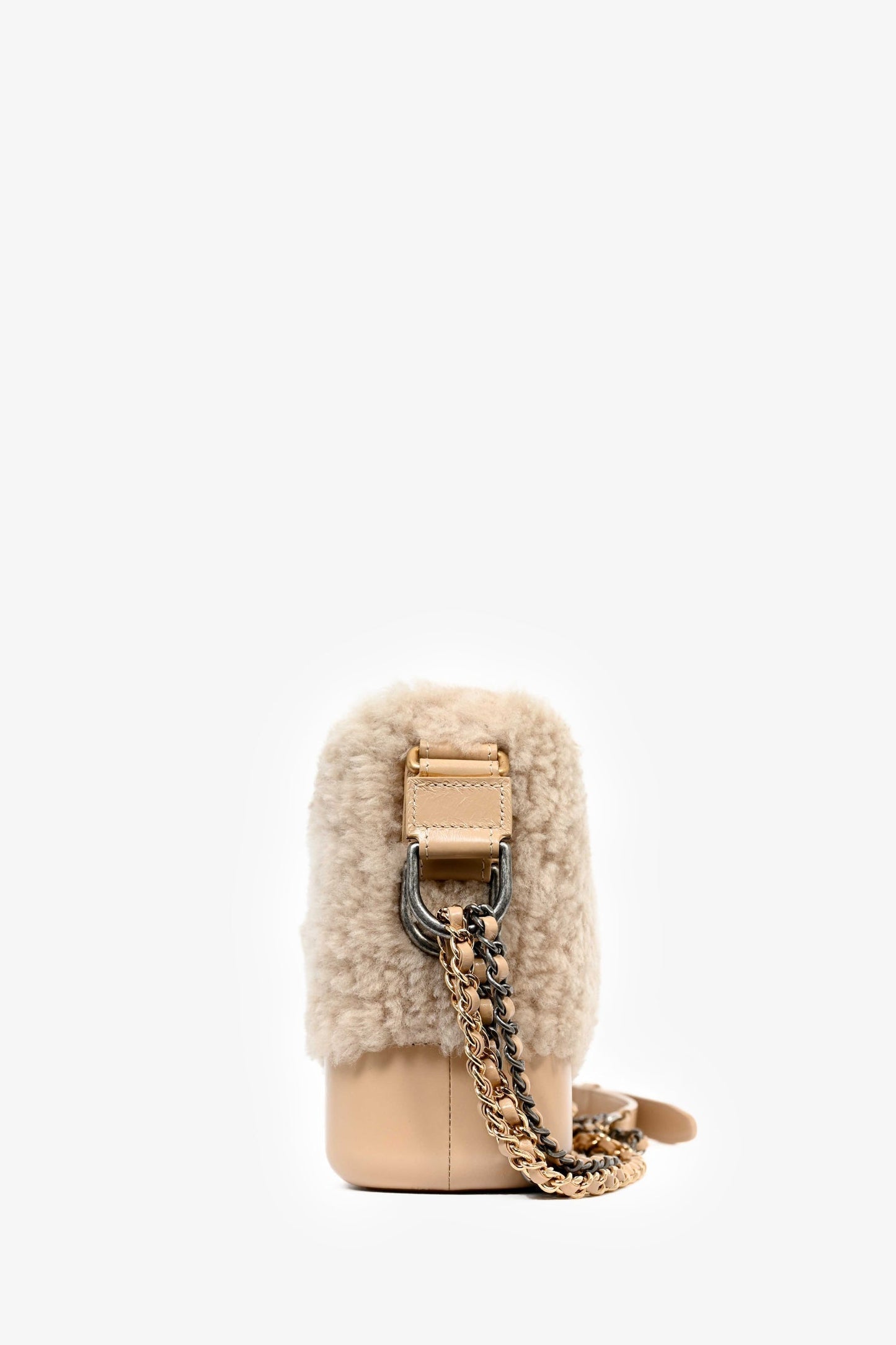 Chanel 2017-18 Beige Shearling/Leather Small Gabrielle Crossbody