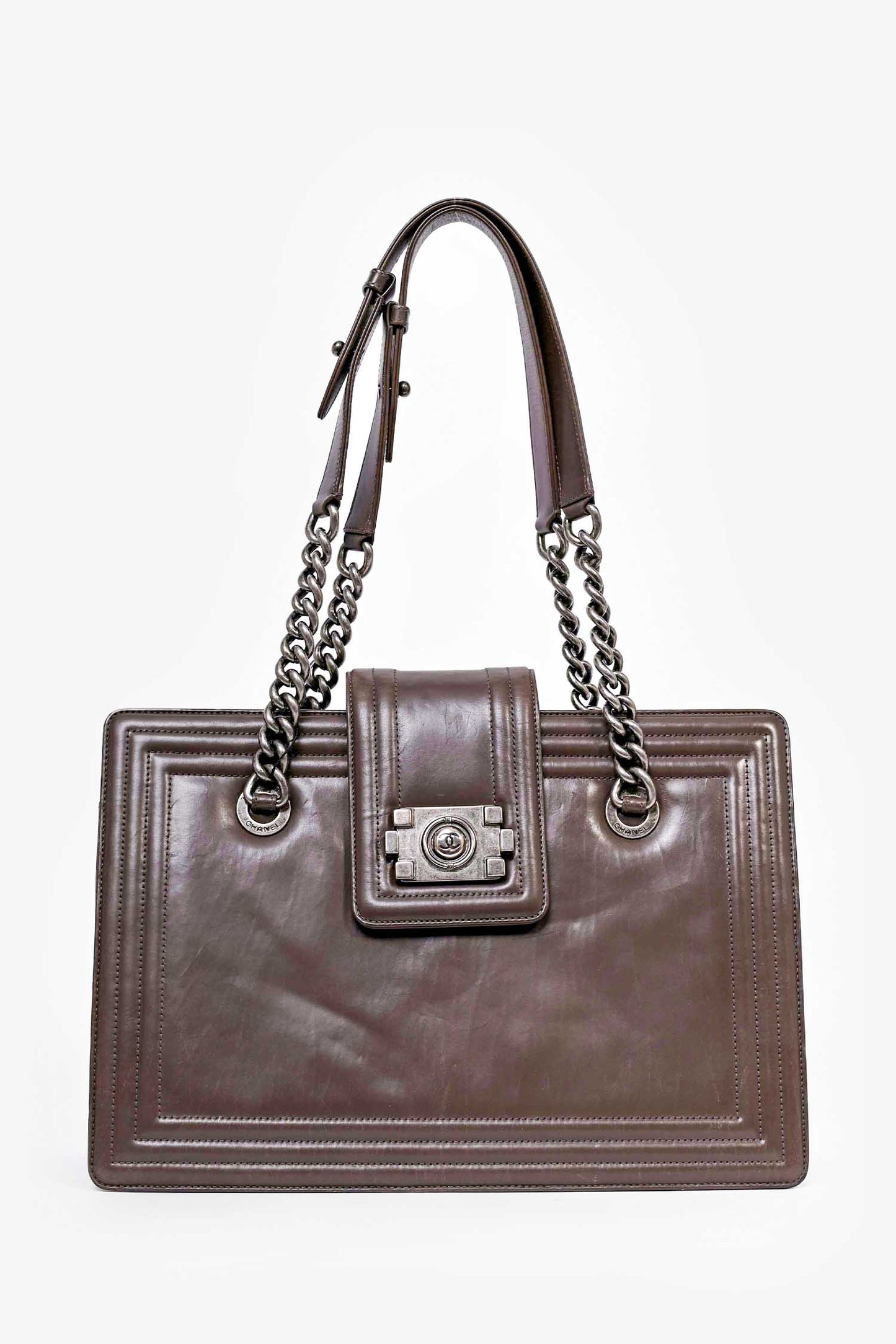 Chanel 2011 Grey Leather Reverso Boy Bag (As Is)
