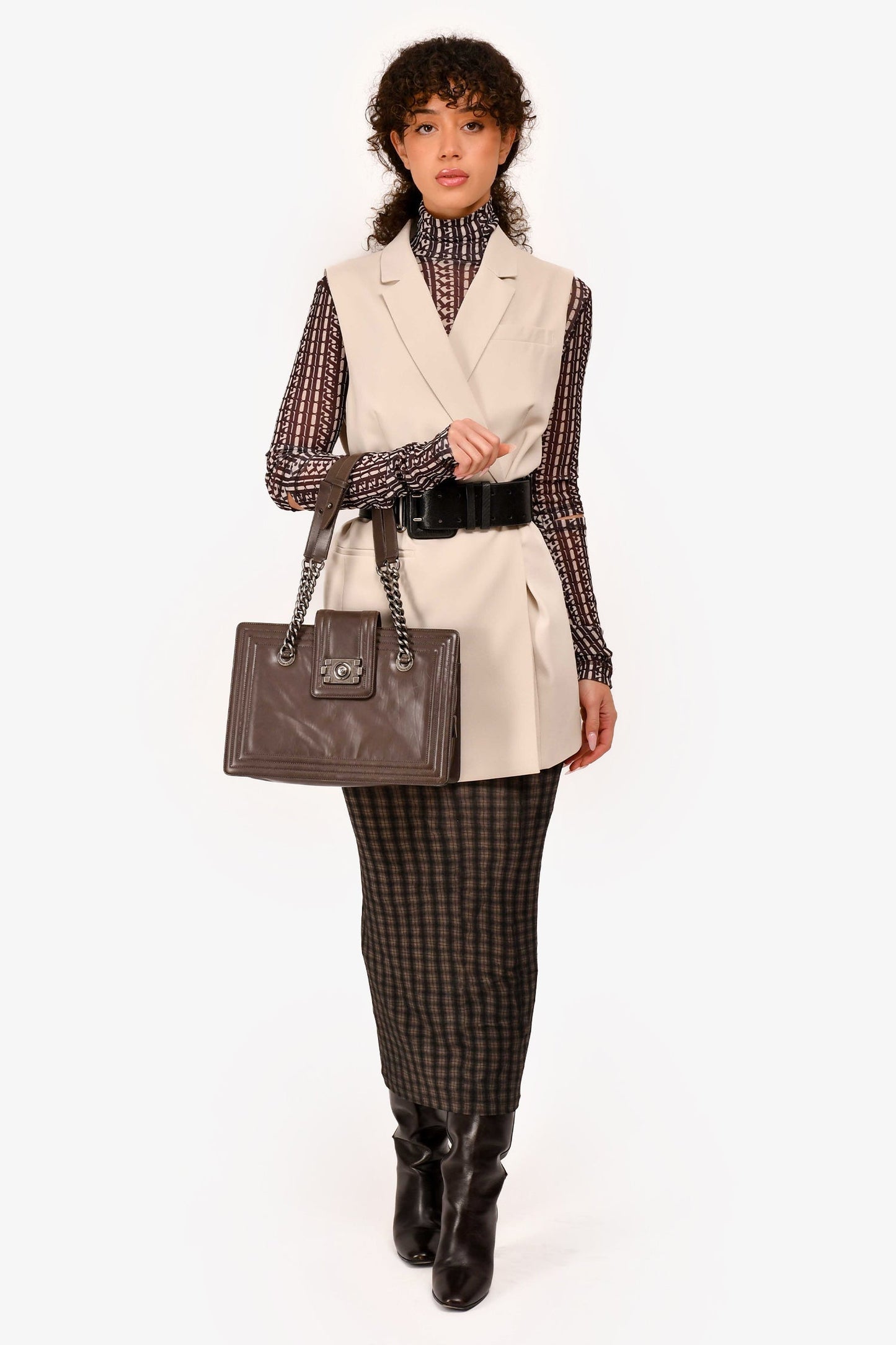 Chanel 2011 Grey Leather Reverso Boy Bag (As Is)