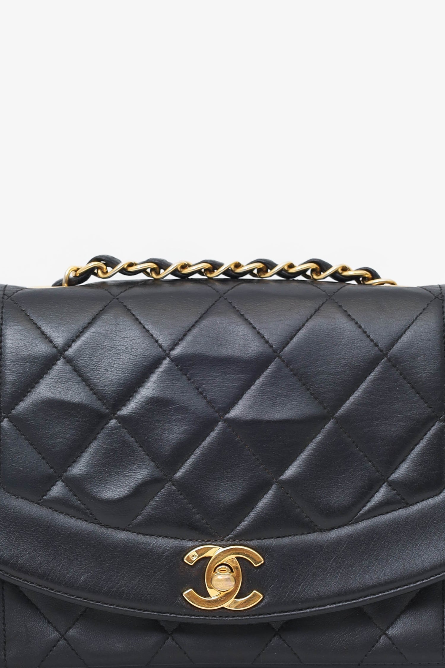 Chanel Black Lambskin Small Diana Flap Bag