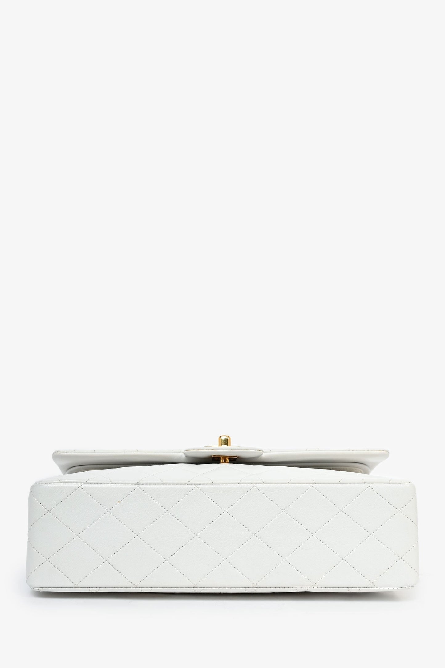 Chanel 1991-94 White Quilted Leather Medium Double Flap (Refurbished) Shoulder Bag