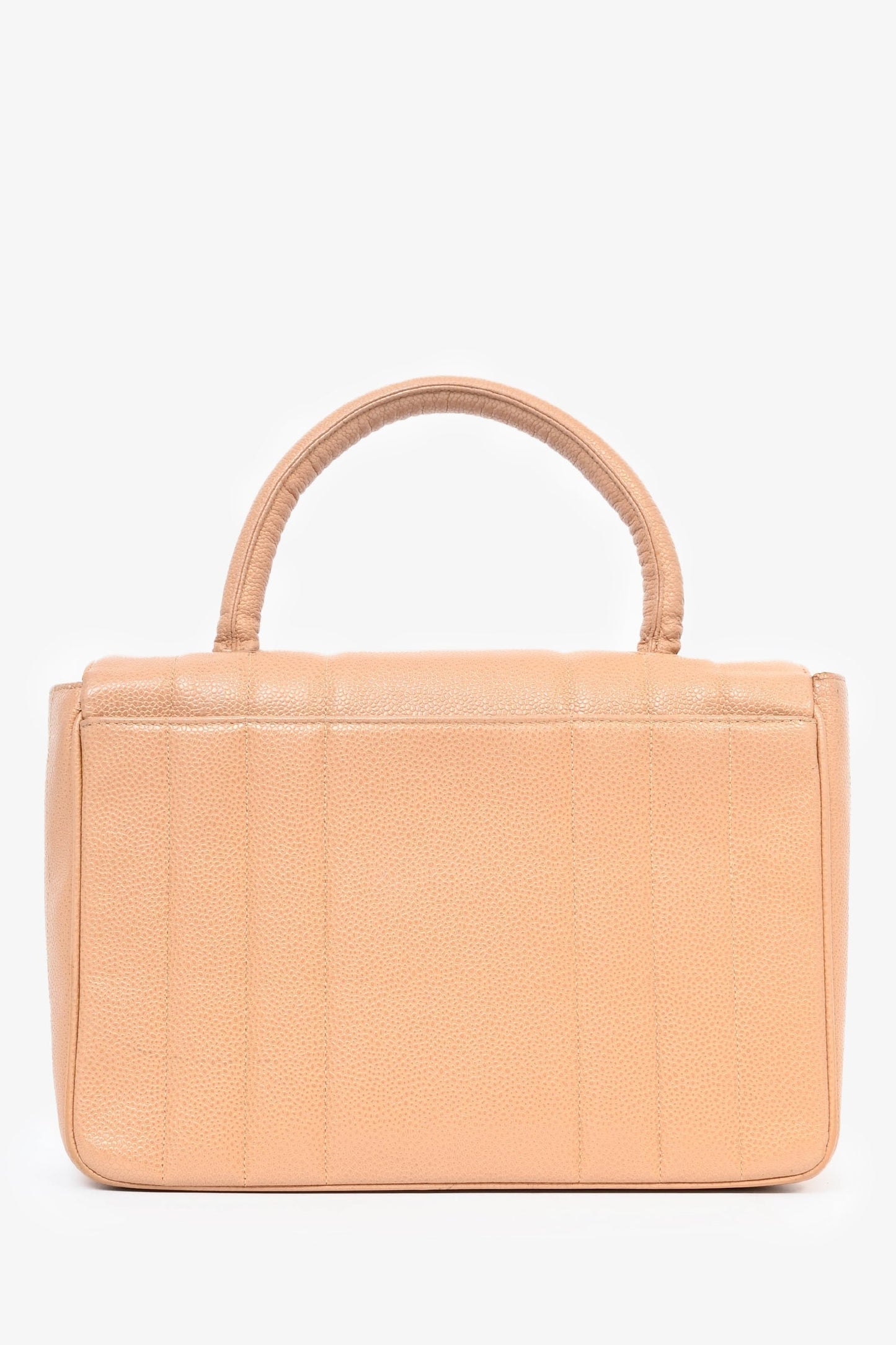 Chanel 1995 Beige Caviar Leather Kelly Mademoiselle Top Handle Handbag
