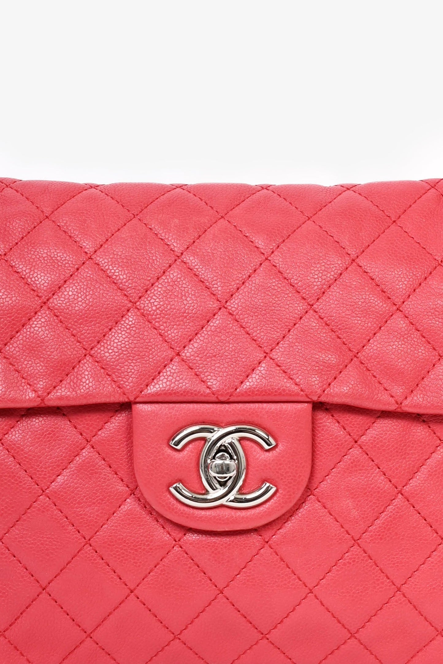 Chanel 2008/09 Red Caviar Leather CC Quilted Maxi Shoulder Bag
