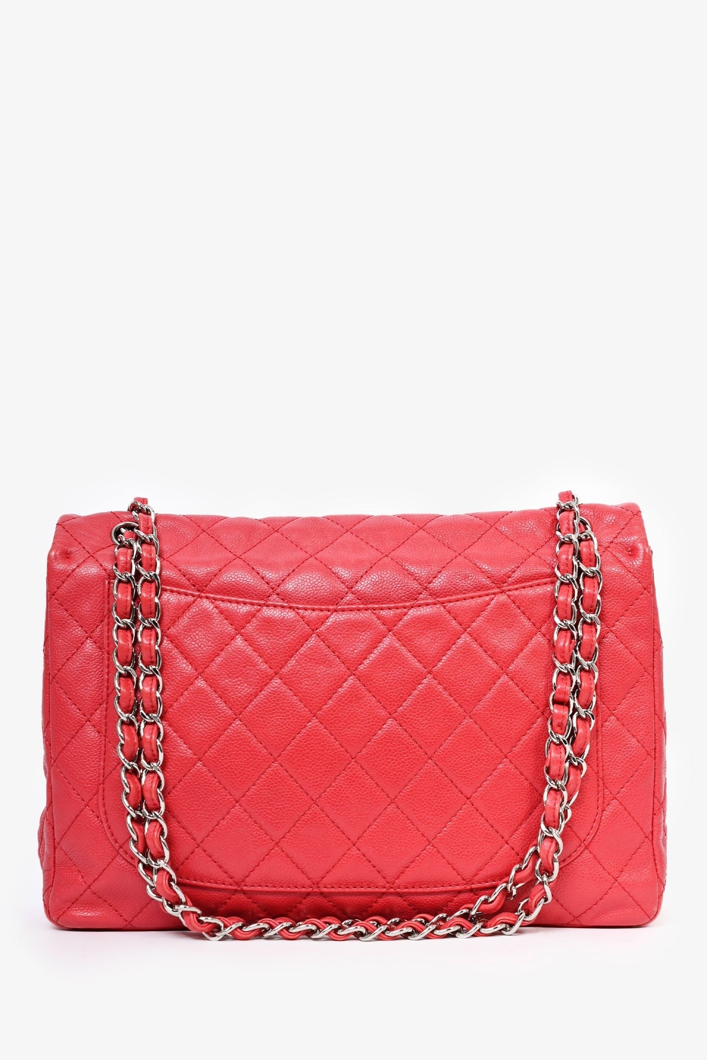 Chanel 2008/09 Red Caviar Leather CC Quilted Maxi Shoulder Bag