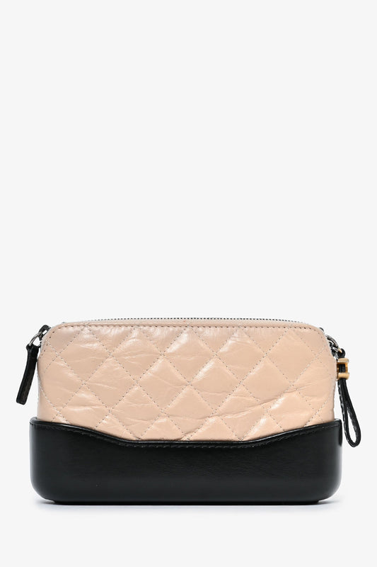 Chanel 2017-18 Beige/Black Leather Gabrielle Wallet on Chain Crossbody