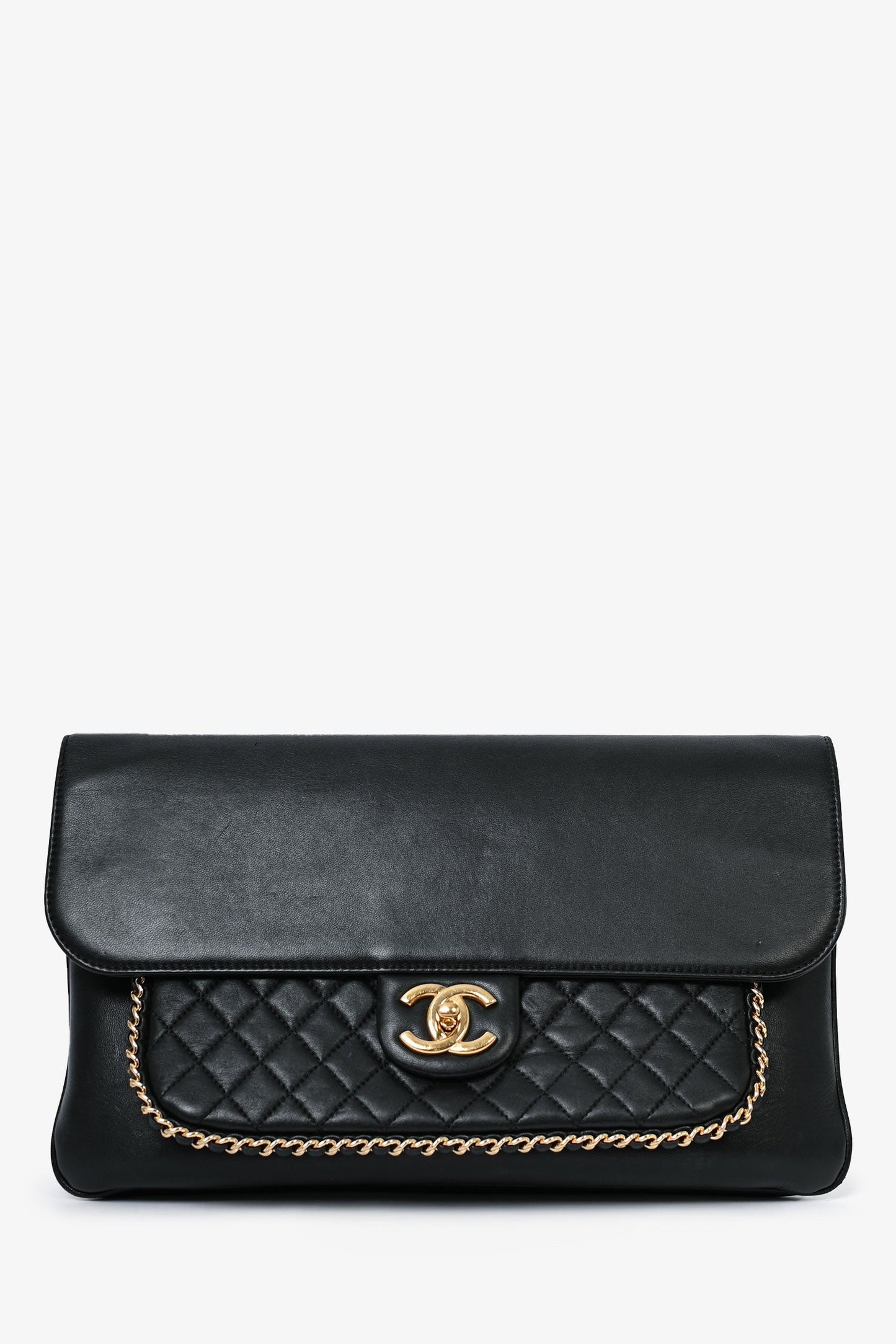 Chanel 2017/18 Black Lambskin 'Unchained' CC Clutch