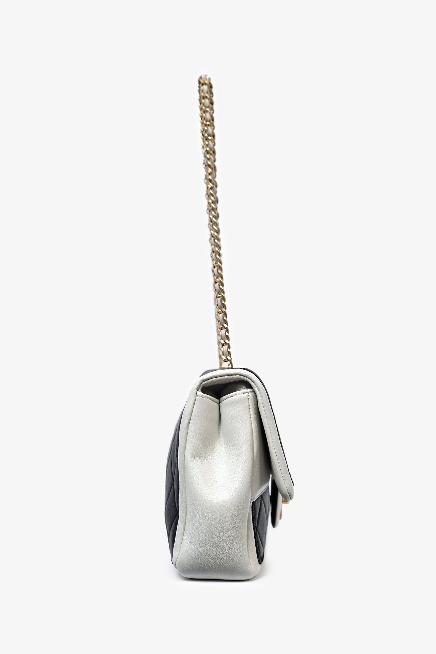Chanel 2012/13 Black/White Lambskin Medium Graphic Flap Bag (Refurbished)