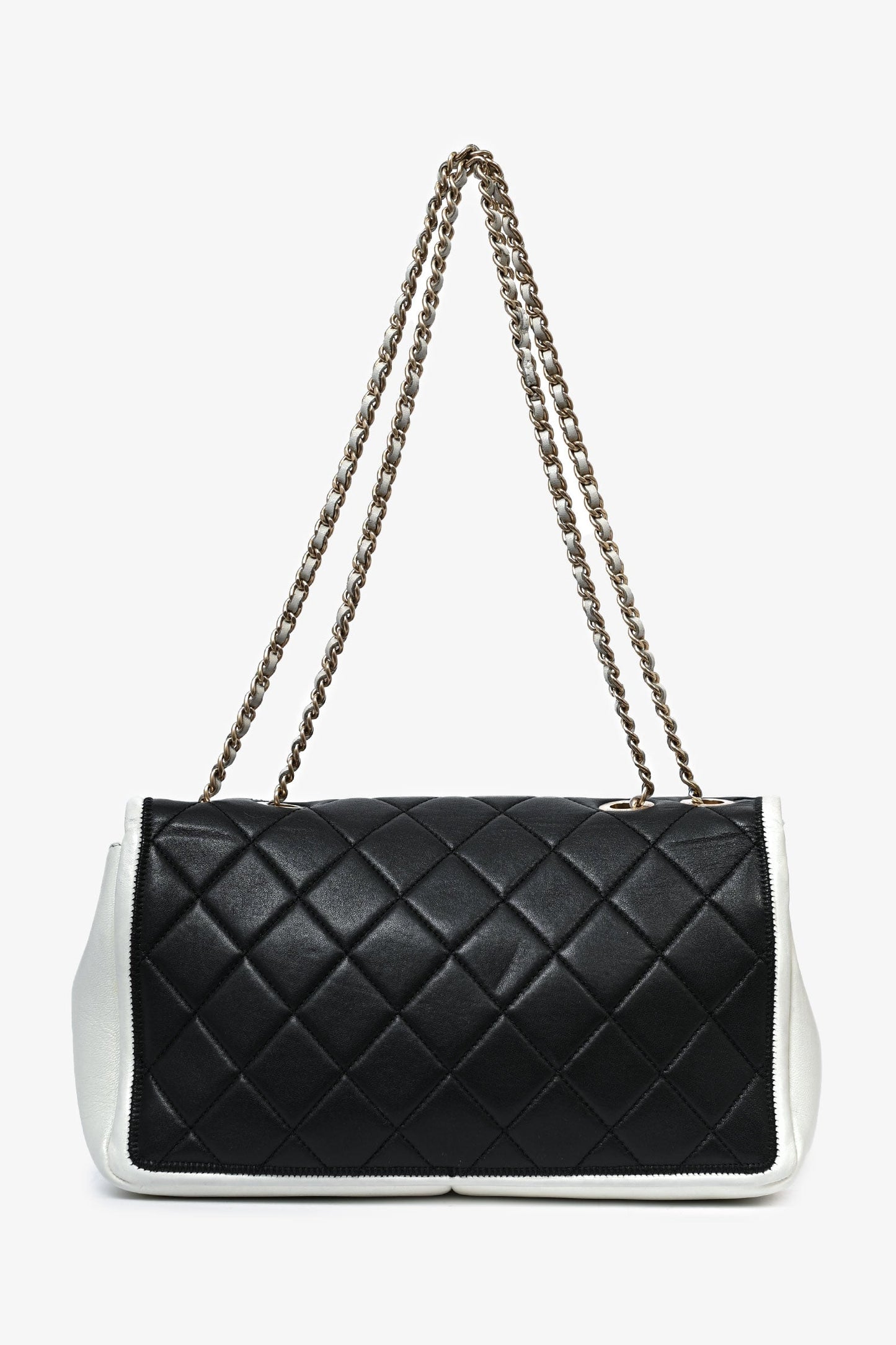 Chanel 2012/13 Black/White Lambskin Medium Graphic Flap Bag (Refurbished)