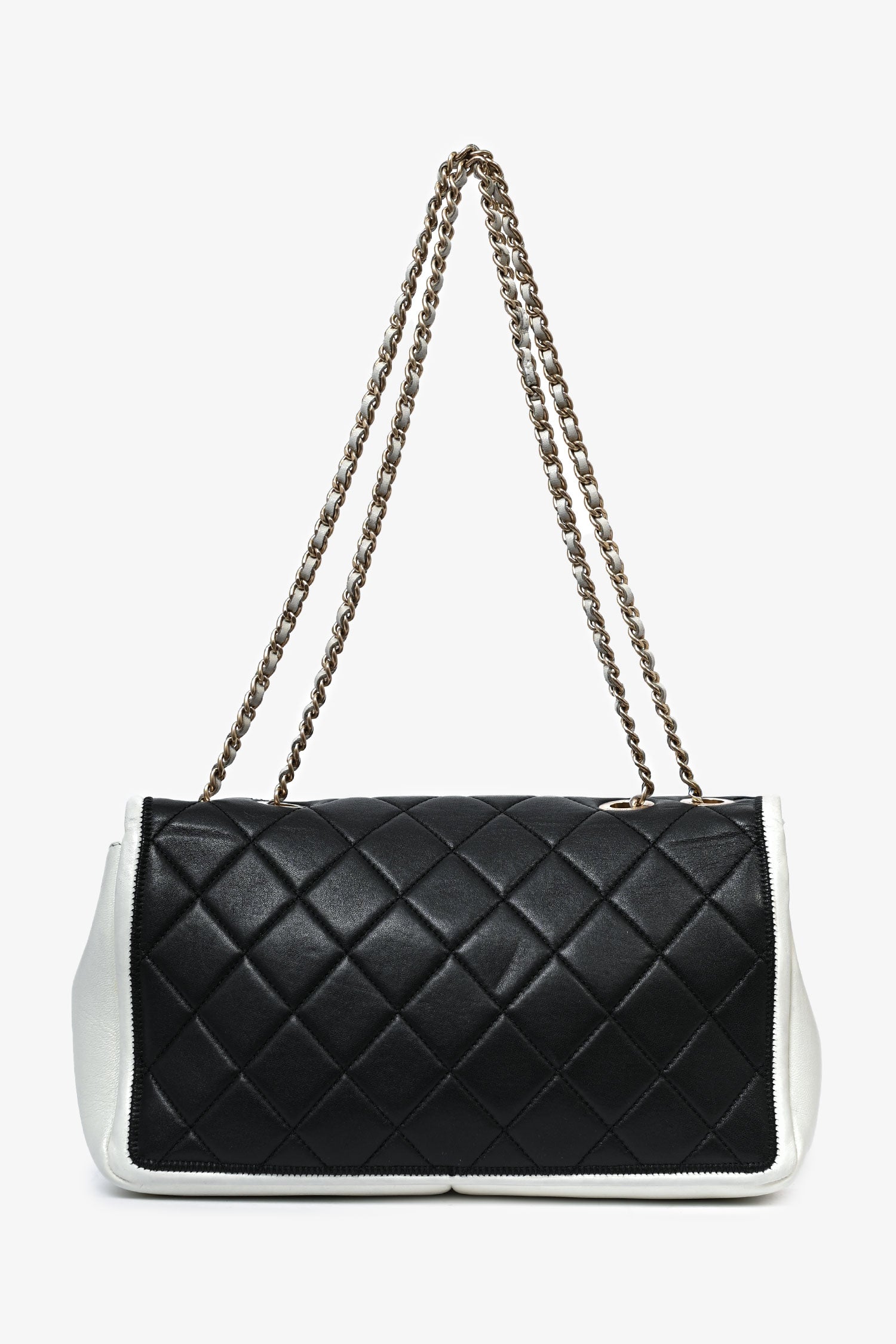 Chanel 2012/13 Black/White Lambskin Medium Graphic Flap Bag (Refurbished)