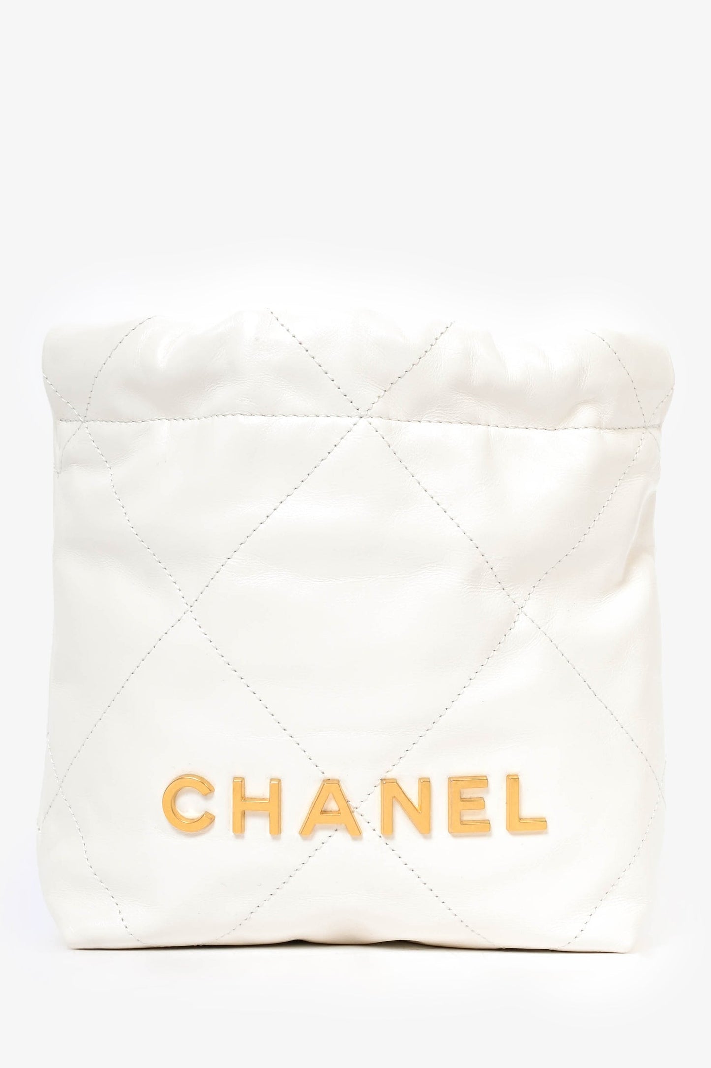 Chanel 22 White Lambskin Mini Hobo Shoulder Bag