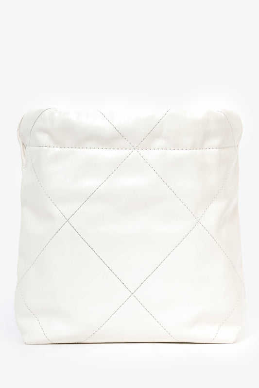 Chanel 22 White Lambskin Mini Hobo Shoulder Bag