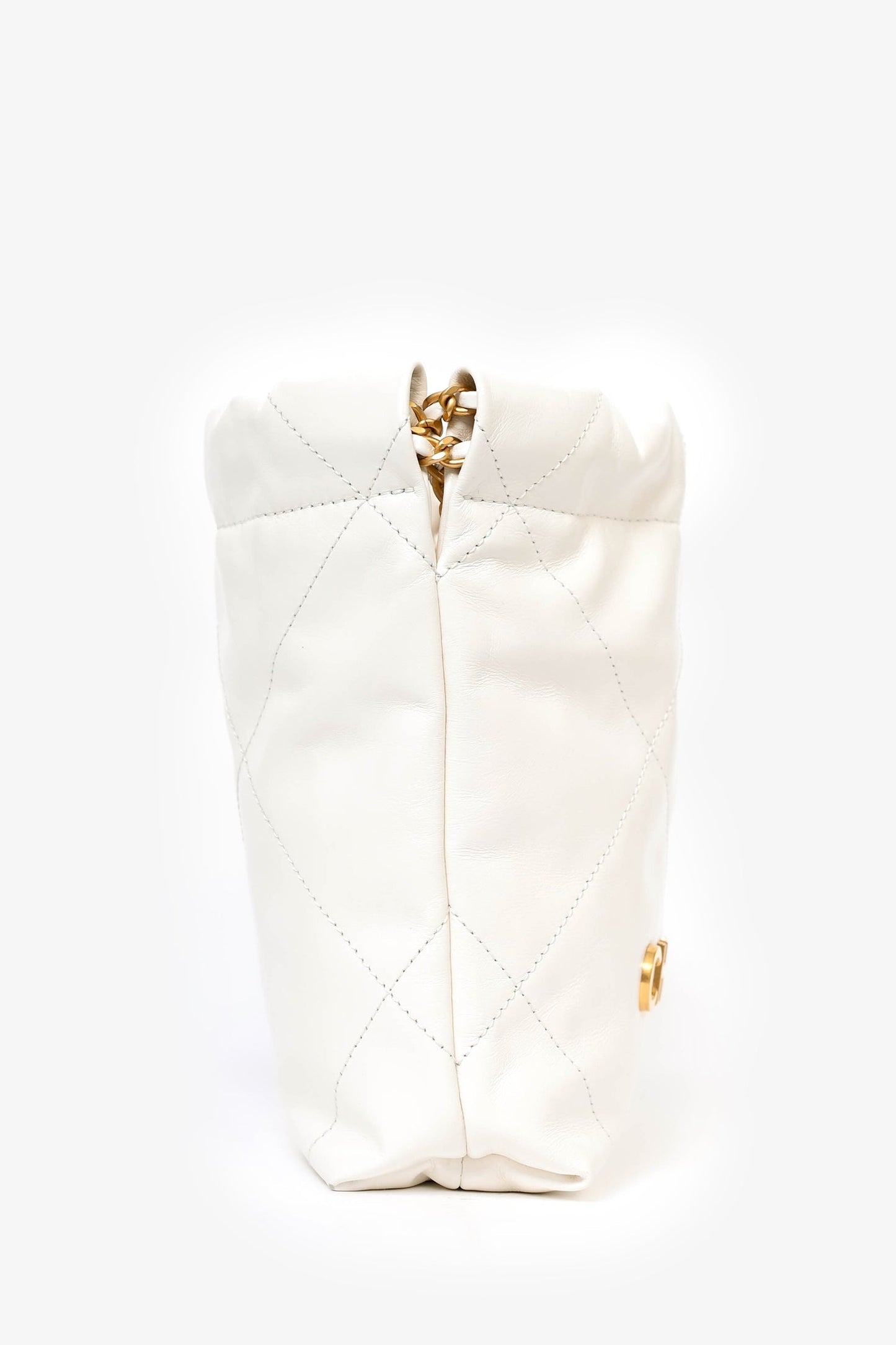 Chanel 22 White Lambskin Mini Hobo Shoulder Bag