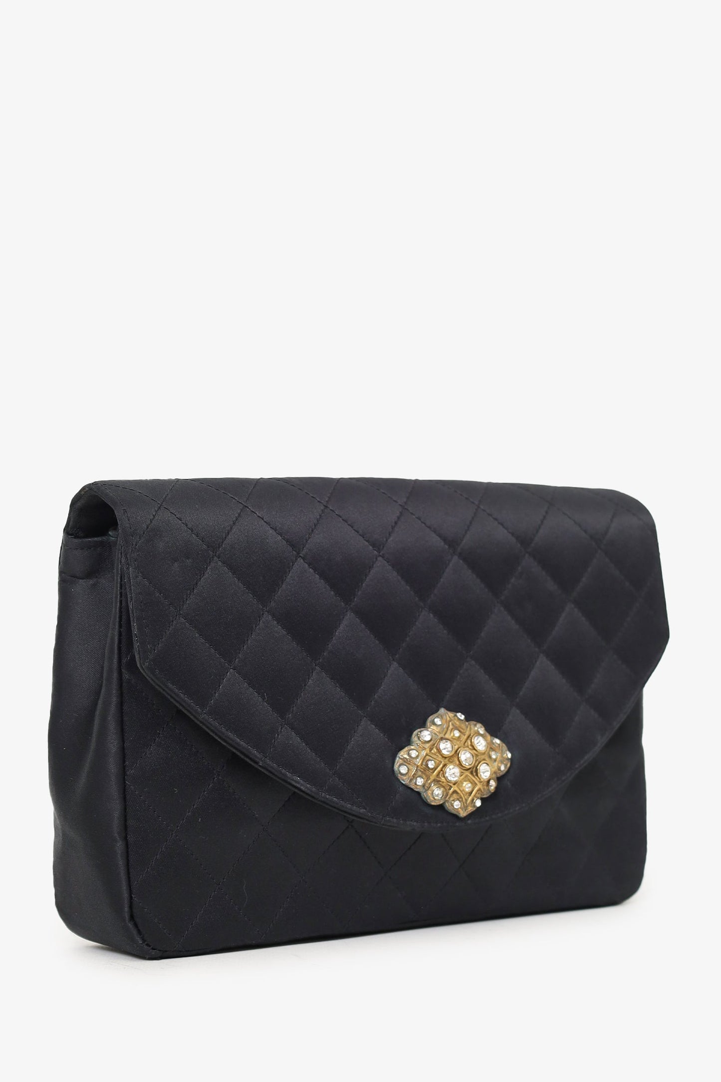 Chanel 1986-88 Black Satin Gripoix Pearl Jewel Evening Bag 'As Is'