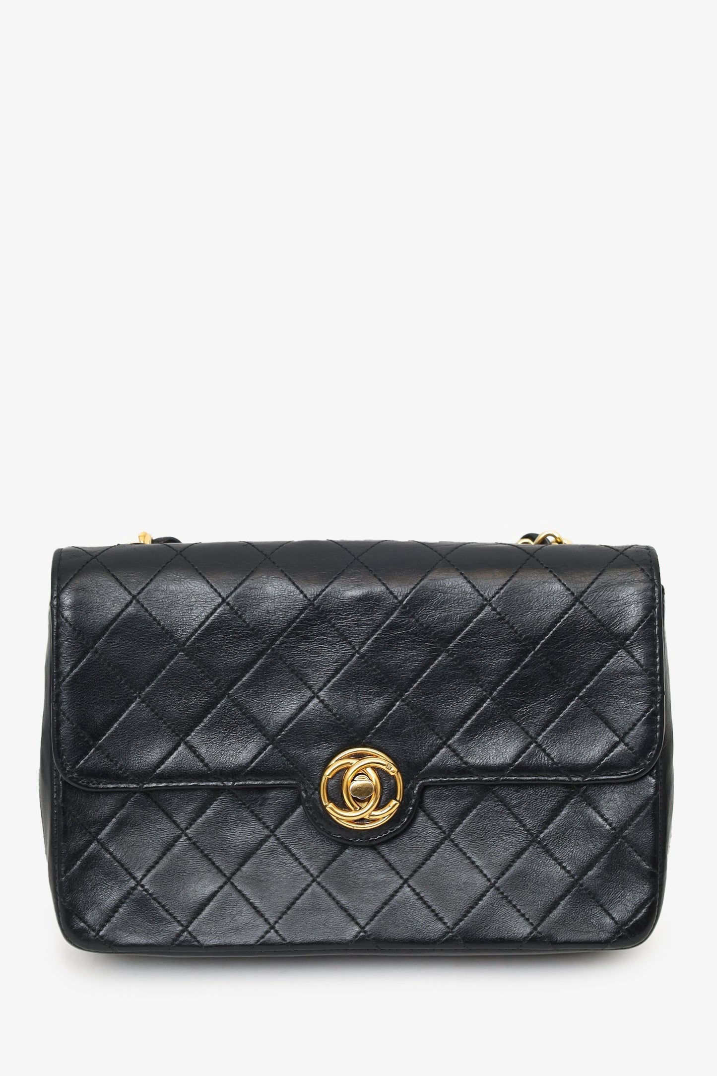 Chanel 1986-88 Black Quilted Lambskin Circle CC Mini Flap Bag