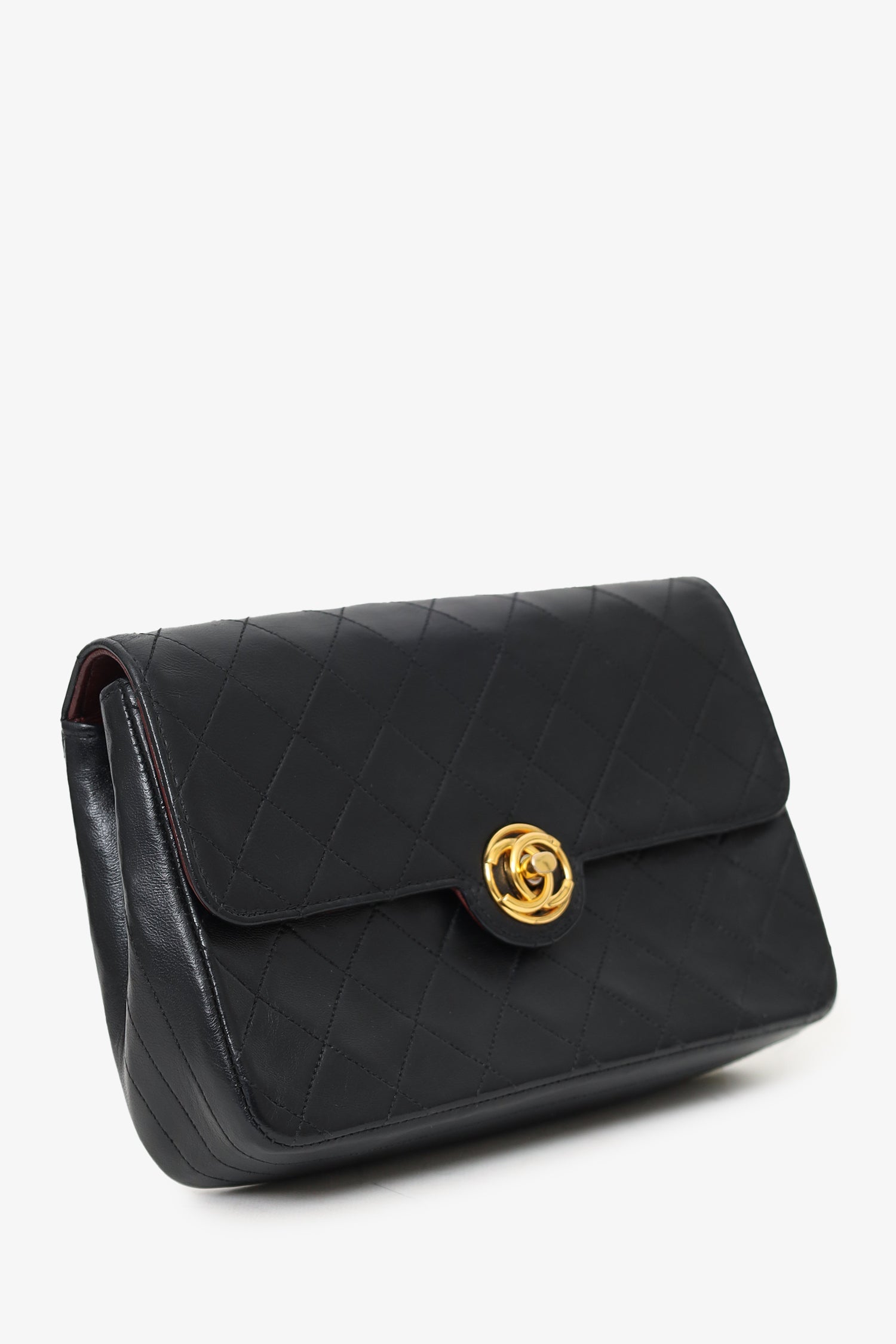 Chanel 1986-88 Black Quilted Lambskin Circle CC Mini Flap Bag
