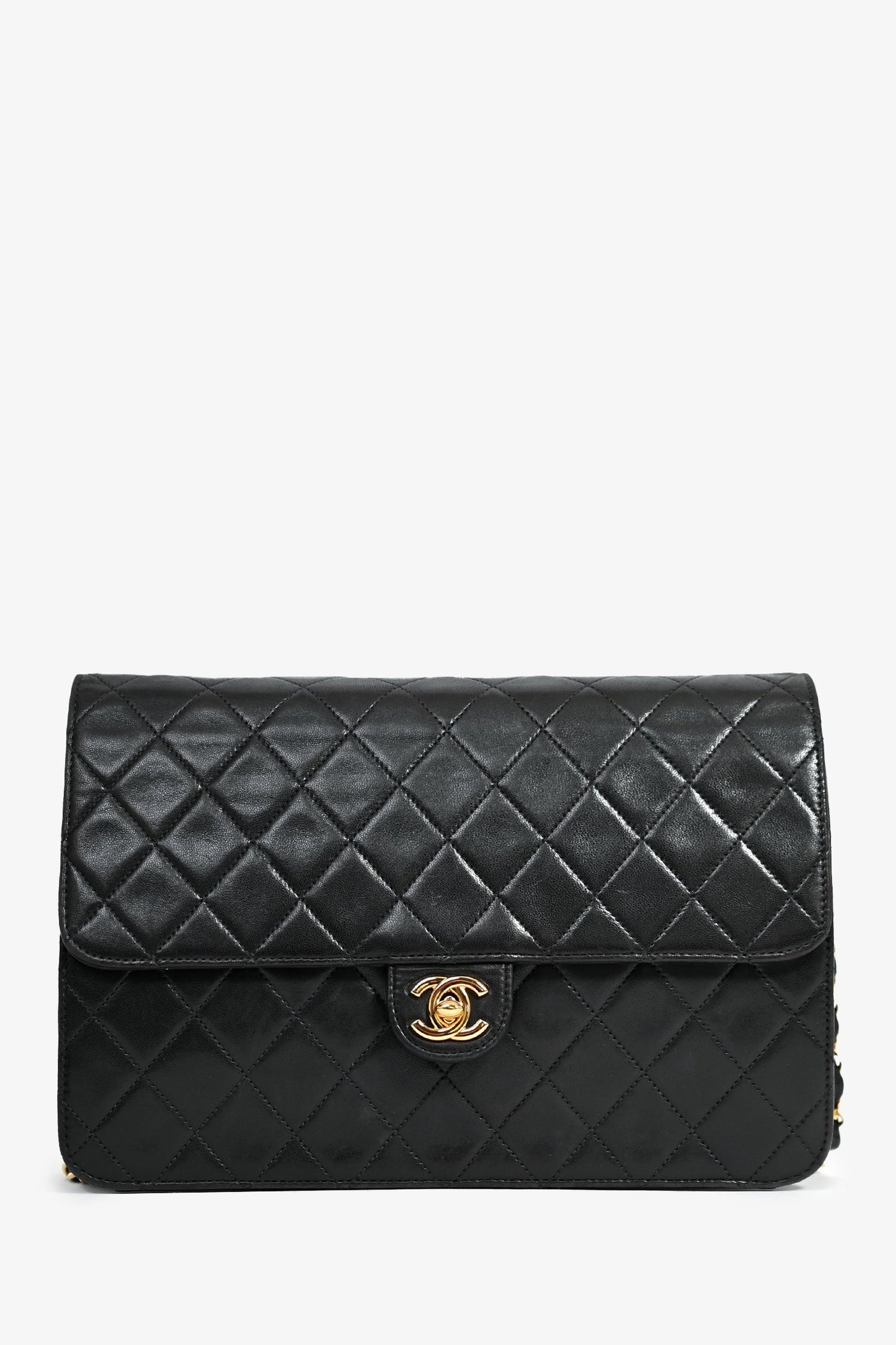 Chanel 1994 Black Lambskin Single Chain Flap Bag