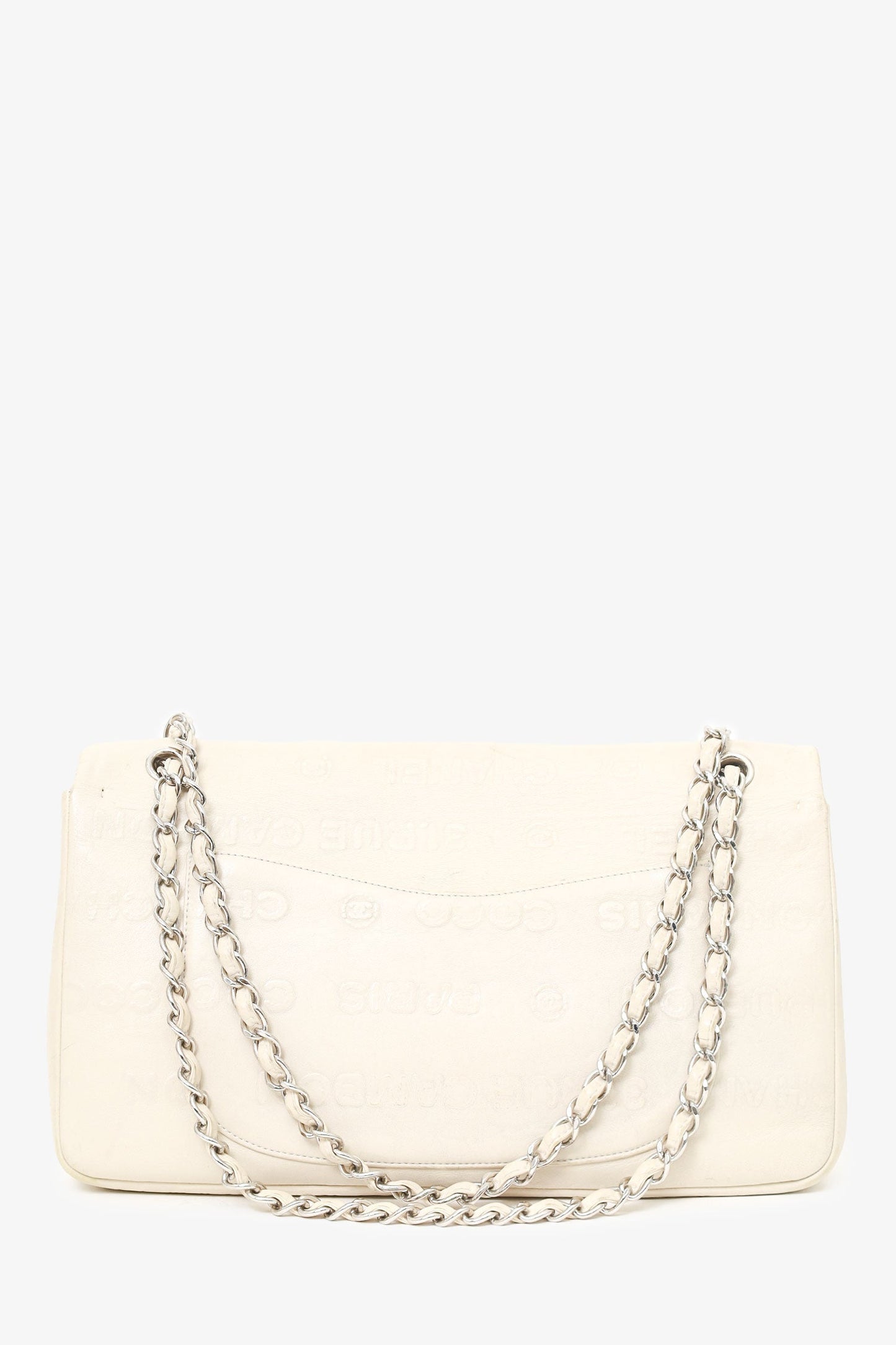 Chanel 2008-09 White Embossed CC Calfskin Unlimited Reissue 228 Flap Bag