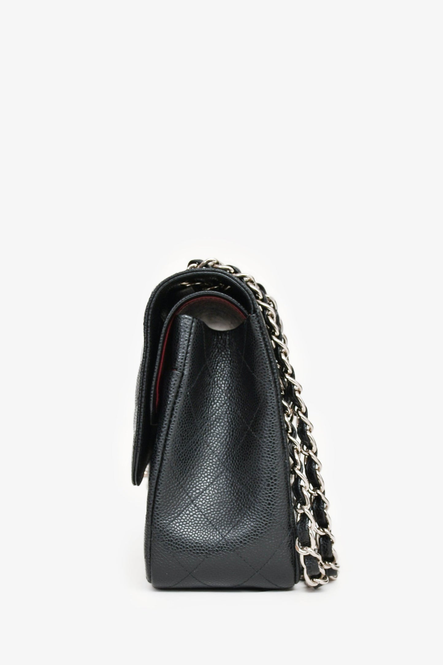 Chanel 2014 Black Caviar Leather Jumbo Double Flap Shoulder Bag