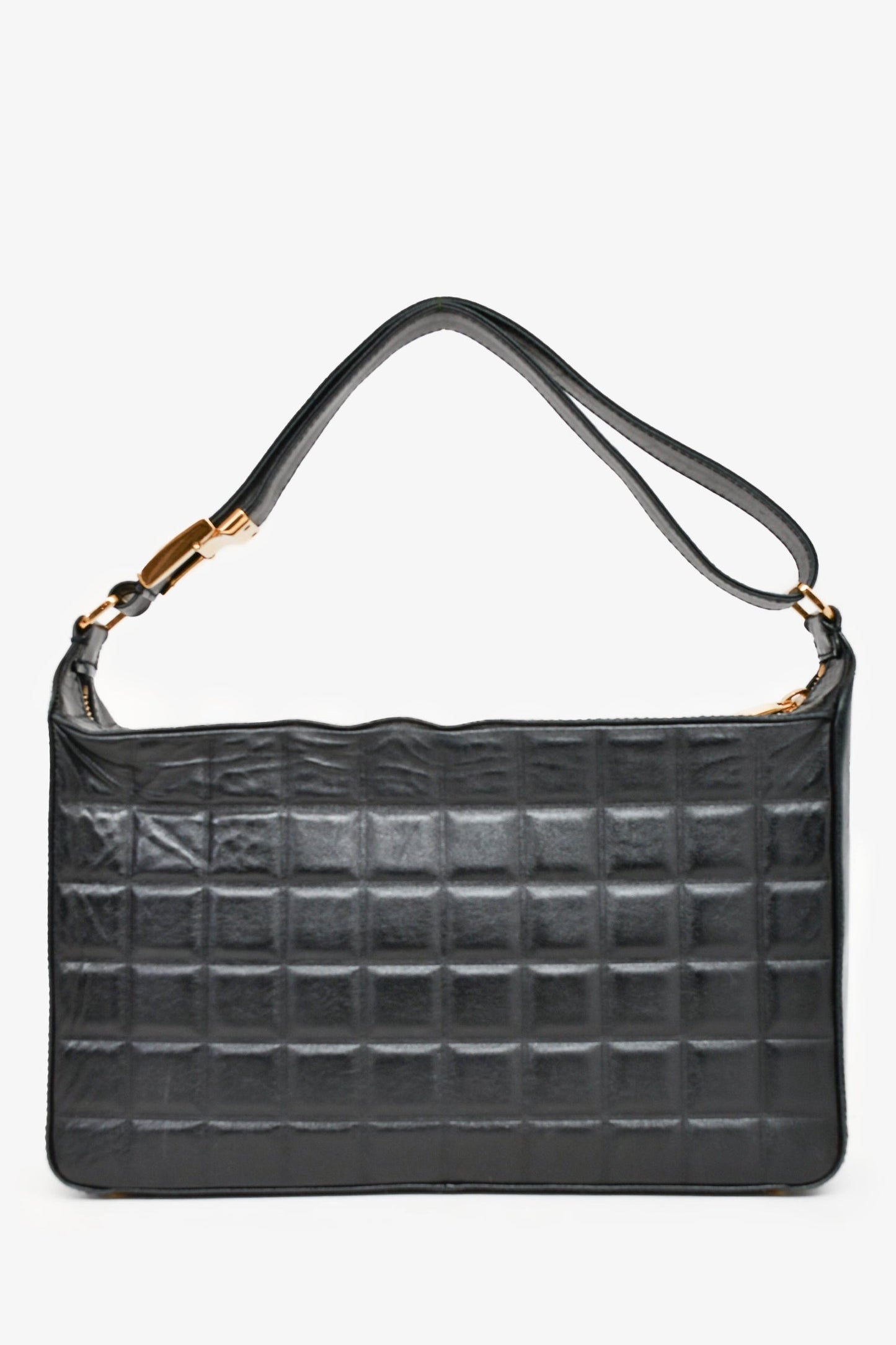 Chanel 2003/2004 Black Leather Choco Bar CC Shoulder Bag