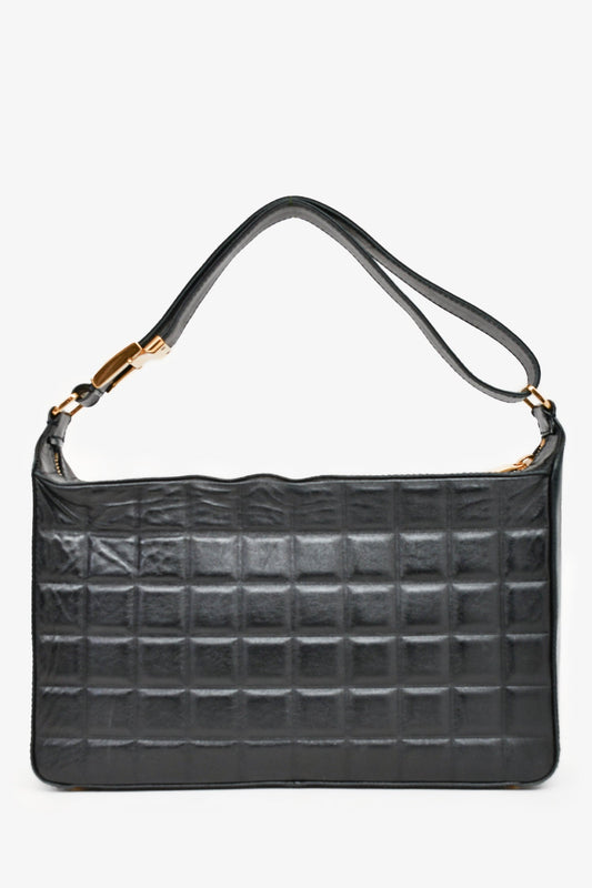 Chanel 2003/2004 Black Leather Choco Bar CC Shoulder Bag
