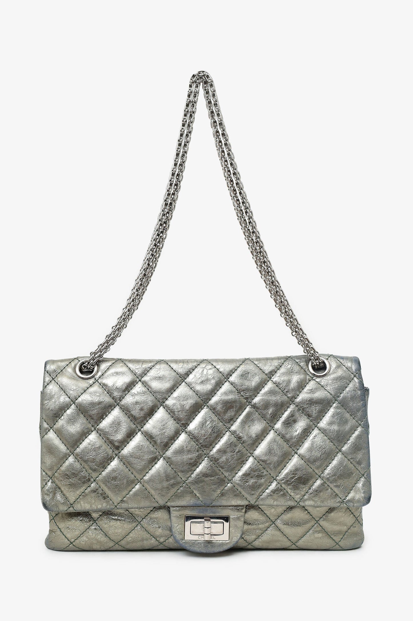 Chanel Silver Metallic Reissue 226 Double Flap Bag (As Is)