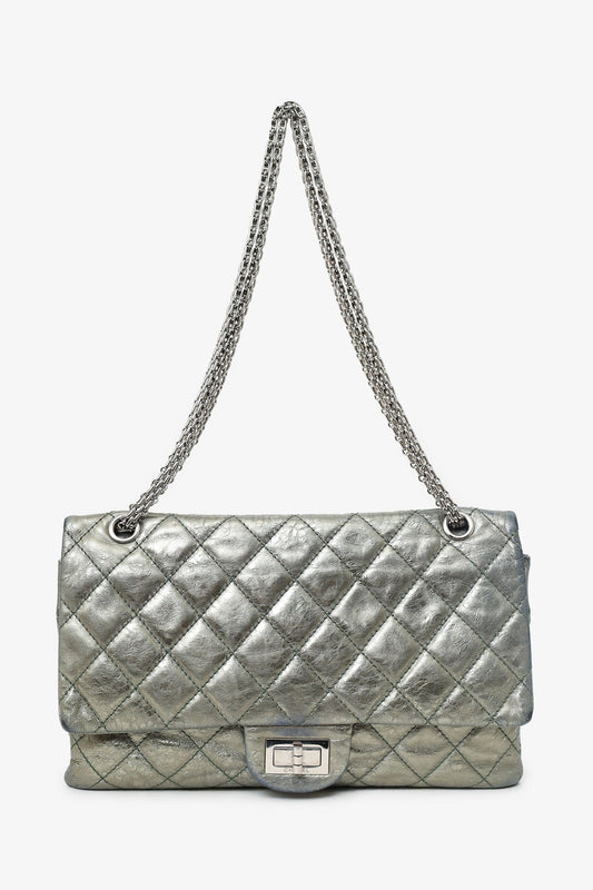 Chanel Silver Metallic Reissue 226 Double Flap Bag (As Is)