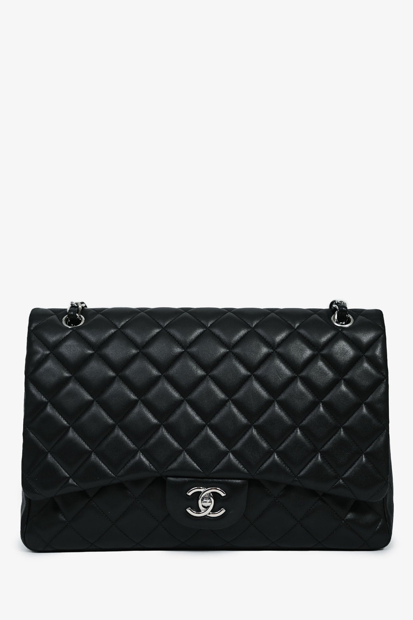 Chanel 2011 Black Lambskin Classic Single Maxi Flap Bag