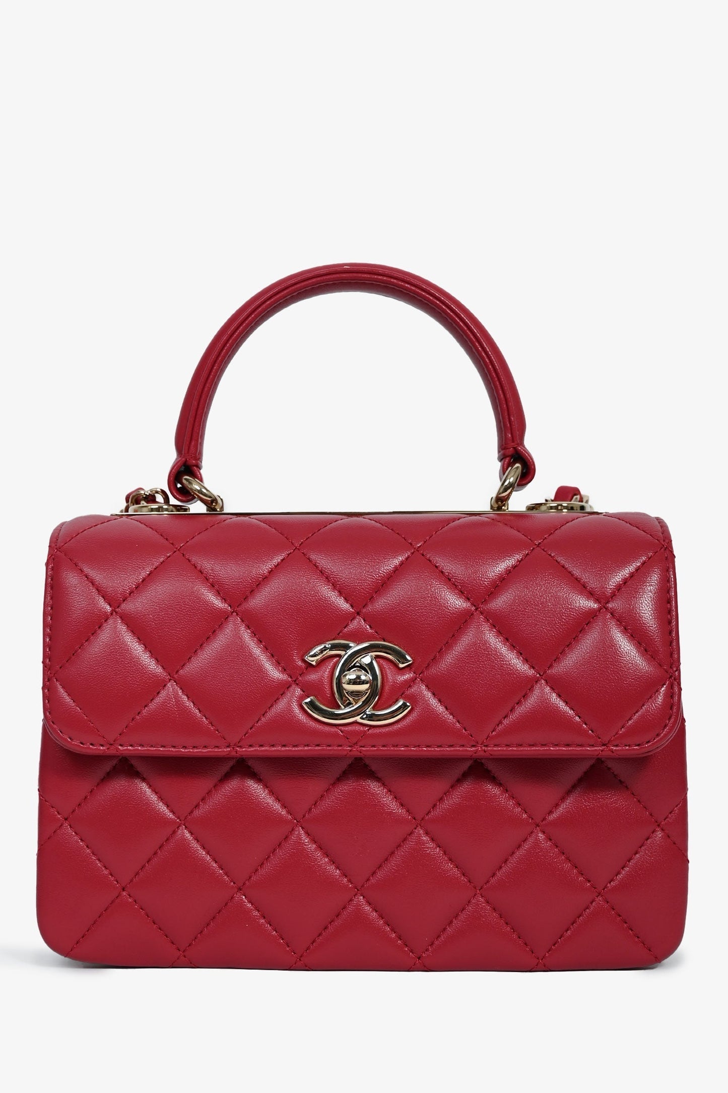 Chanel Magenta Leather Trendy CC Small Top Handle Handbag