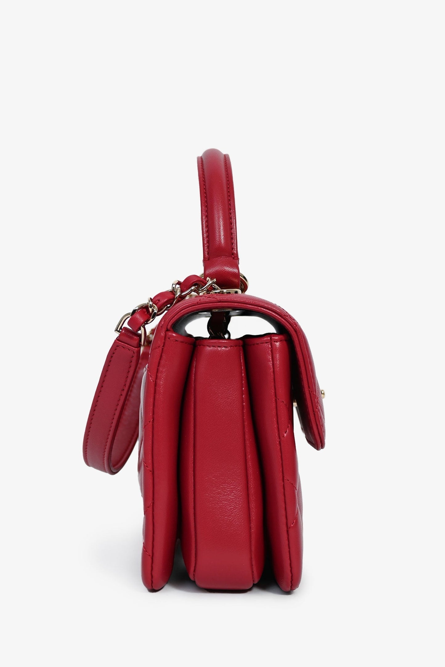 Chanel Magenta Leather Trendy CC Small Top Handle Handbag