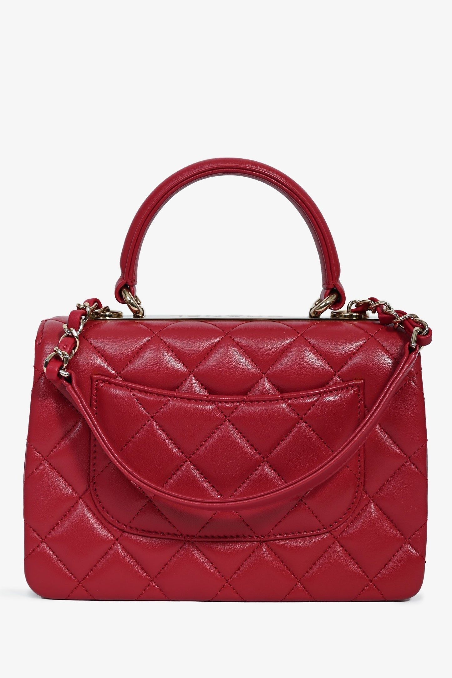 Chanel Magenta Leather Trendy CC Small Top Handle Handbag