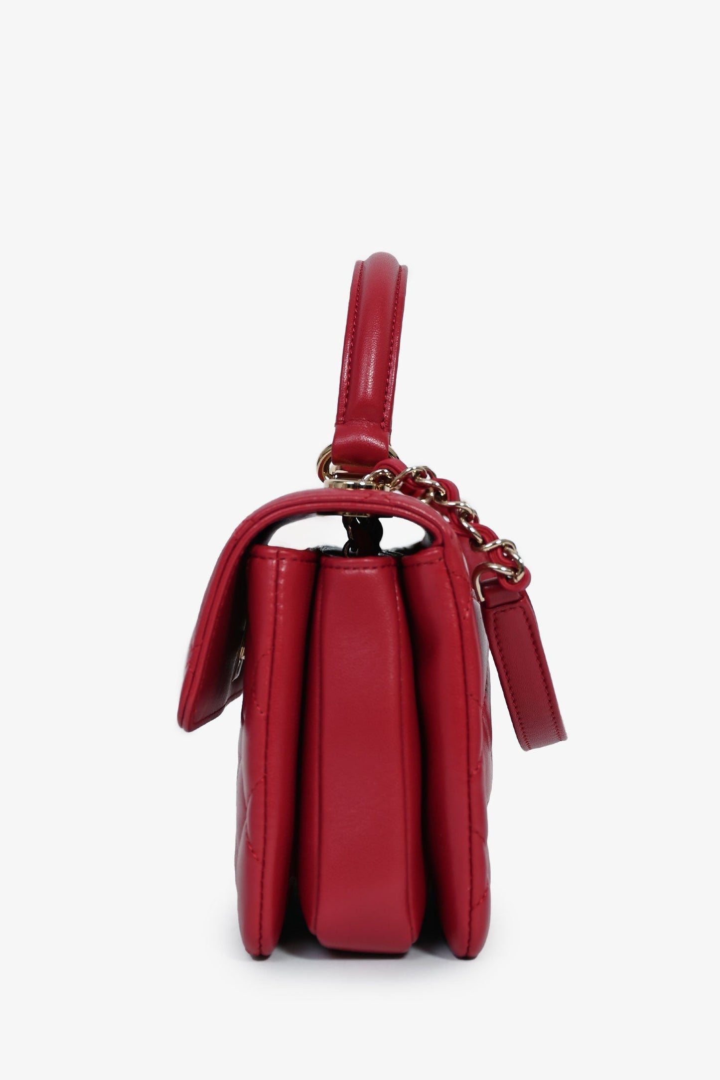 Chanel Magenta Leather Trendy CC Small Top Handle Handbag