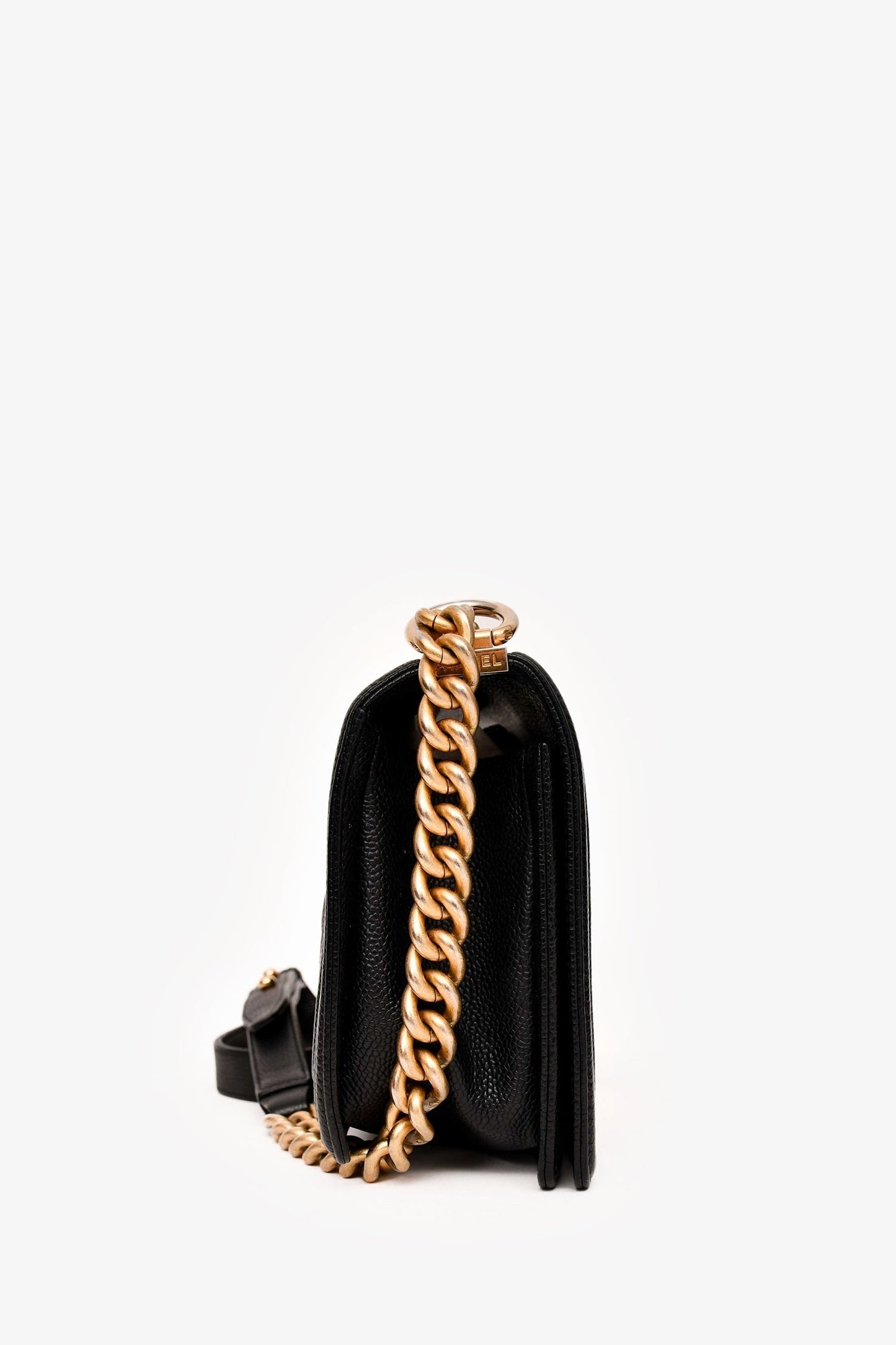 Chanel 2016-17 Black Caviar Leather New Medium Boy Crossbody (As Is)