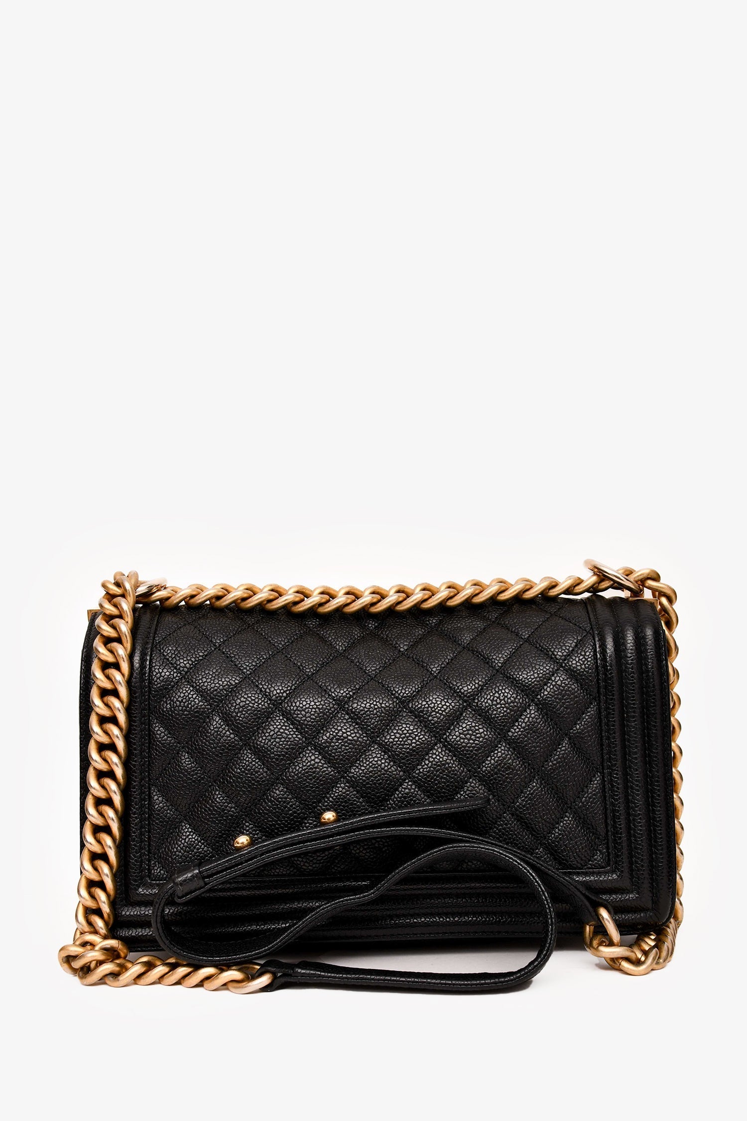 Chanel 2016-17 Black Caviar Leather New Medium Boy Crossbody (As Is)