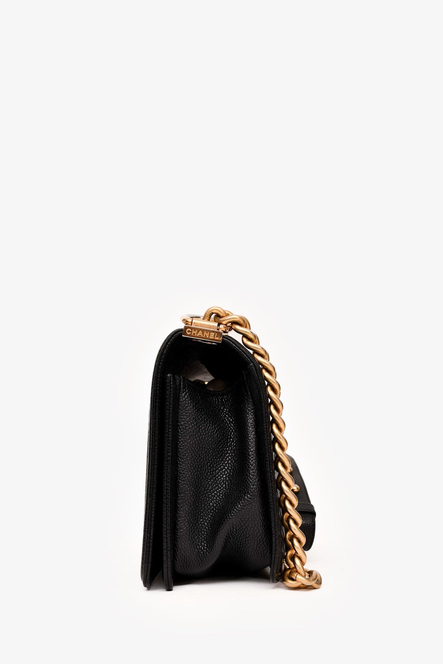 Chanel 2016-17 Black Caviar Leather New Medium Boy Crossbody (As Is)